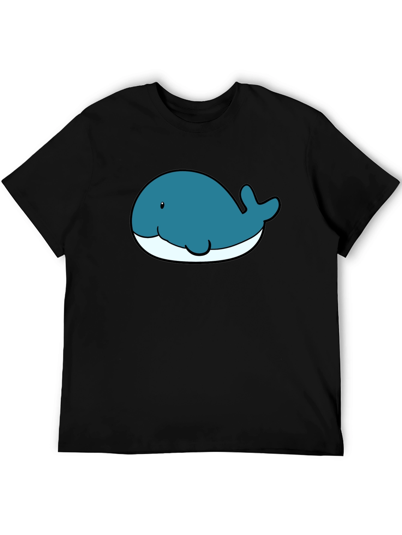 Cute Whale Graphic T-Shirt - Black Cotton Tee