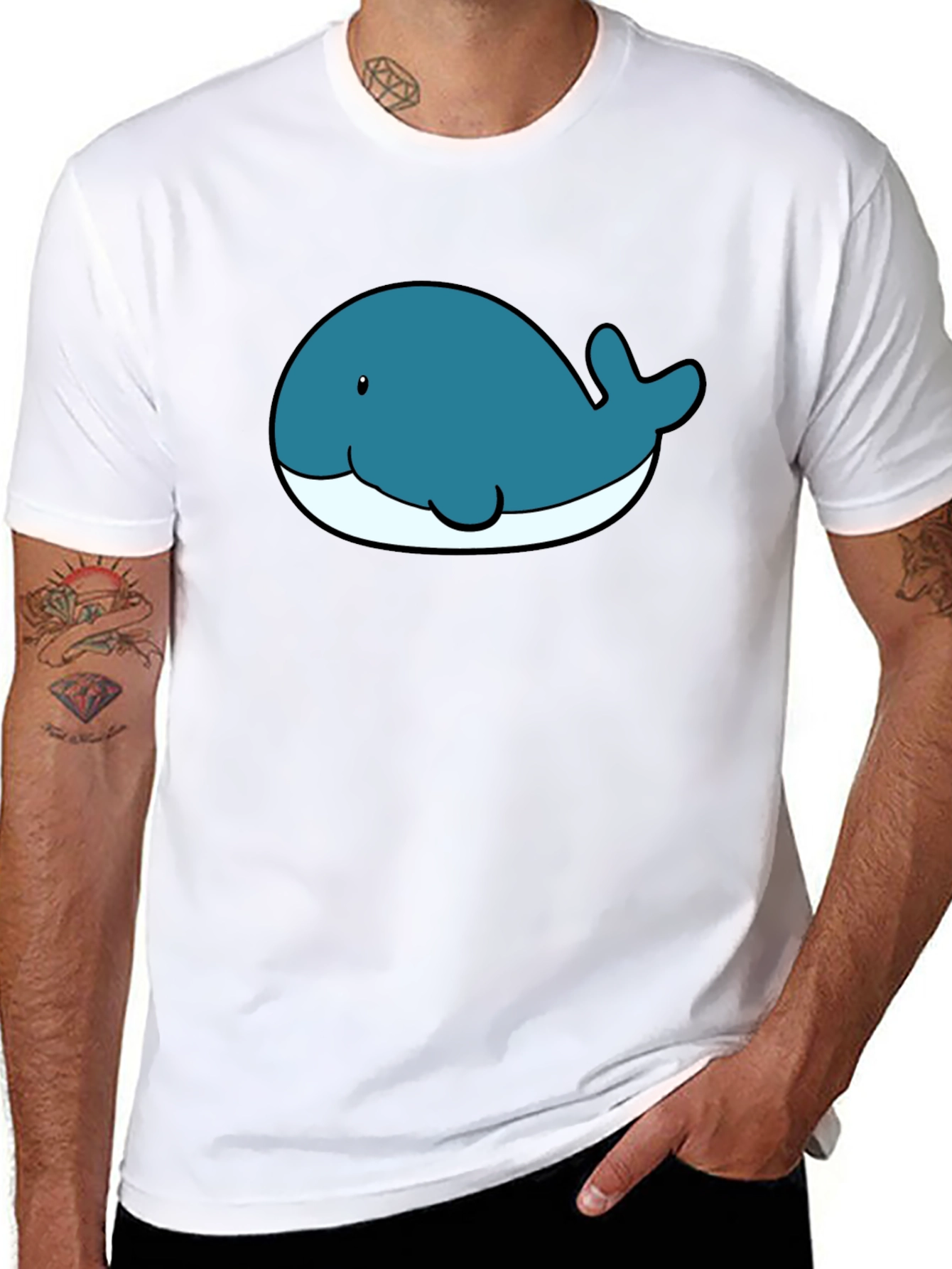 Cute Whale Graphic T-Shirt - Black Cotton Tee