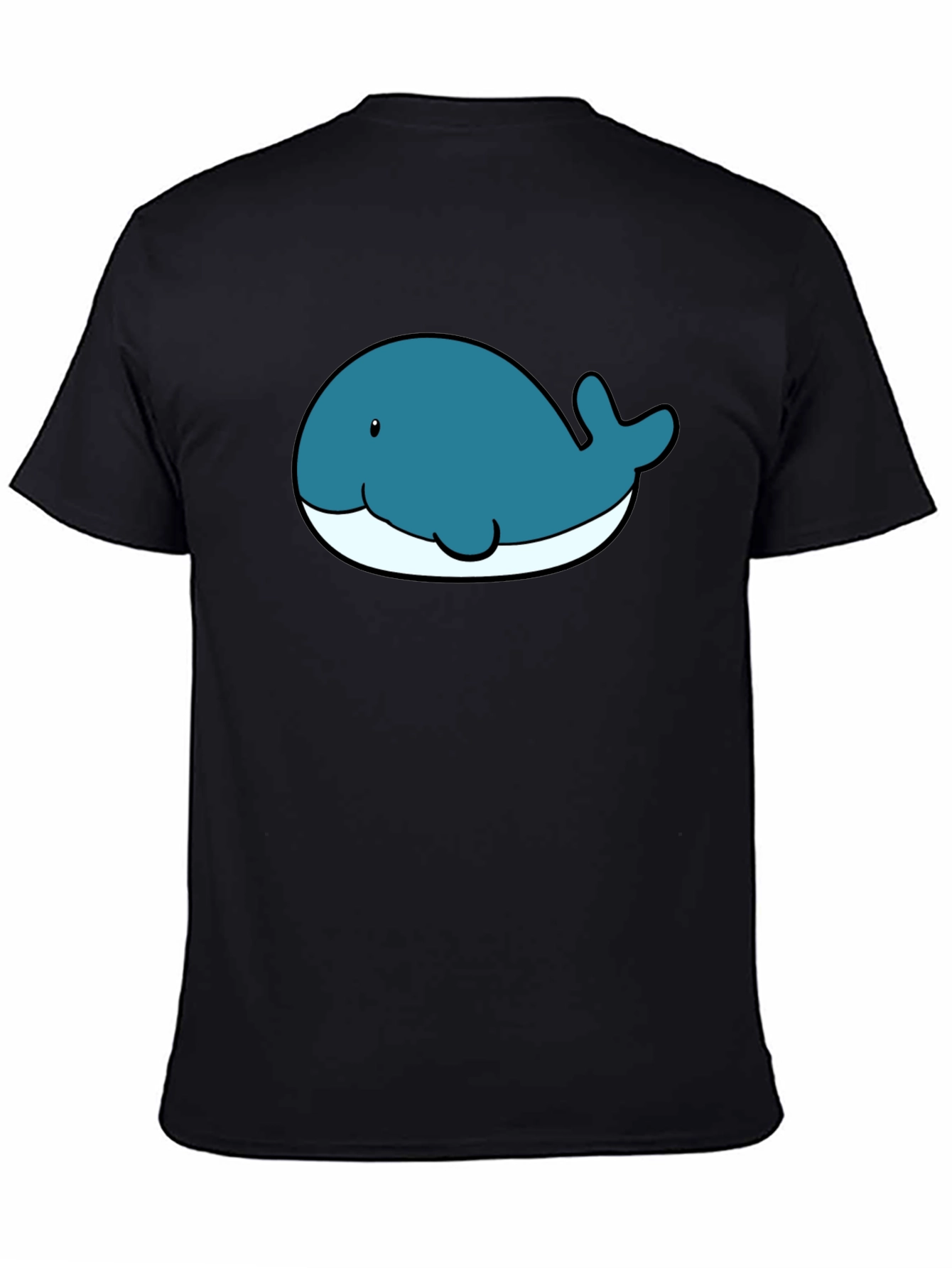 Cute Whale Graphic T-Shirt - Black Cotton Tee