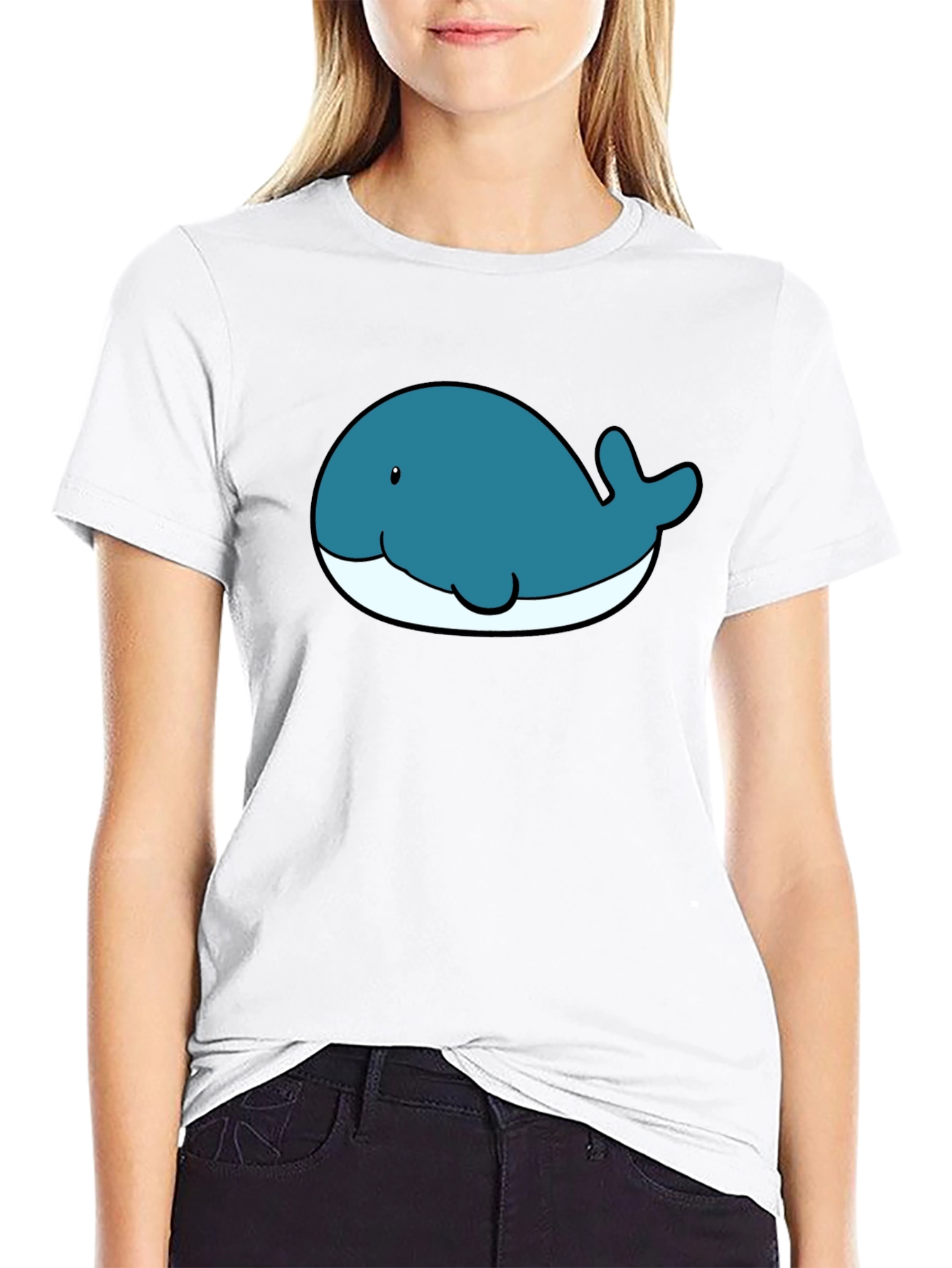 Cute Whale Graphic T-Shirt - Black Cotton Tee