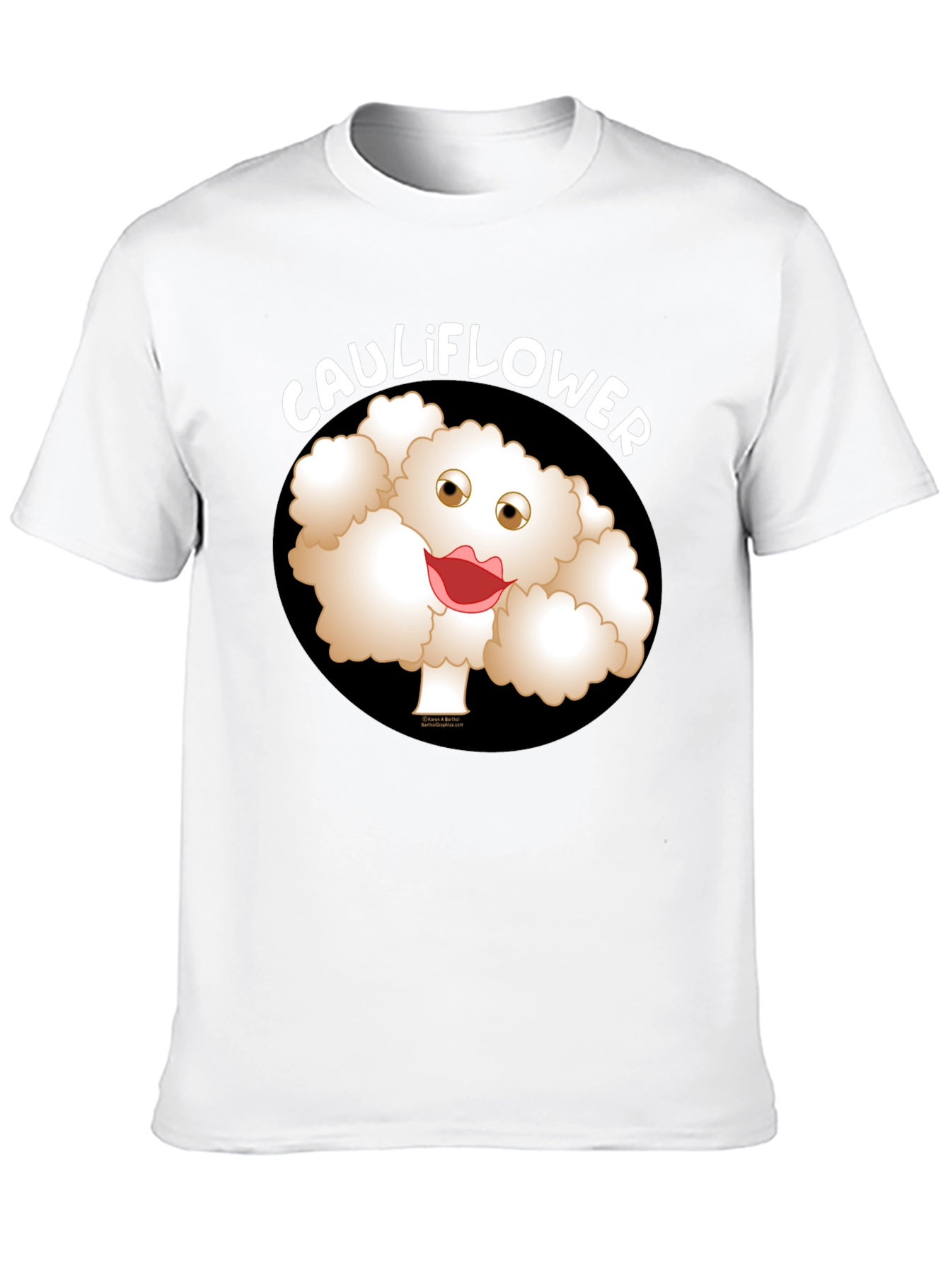 Funny Cartoon Cauliflower Graphic T-Shirt