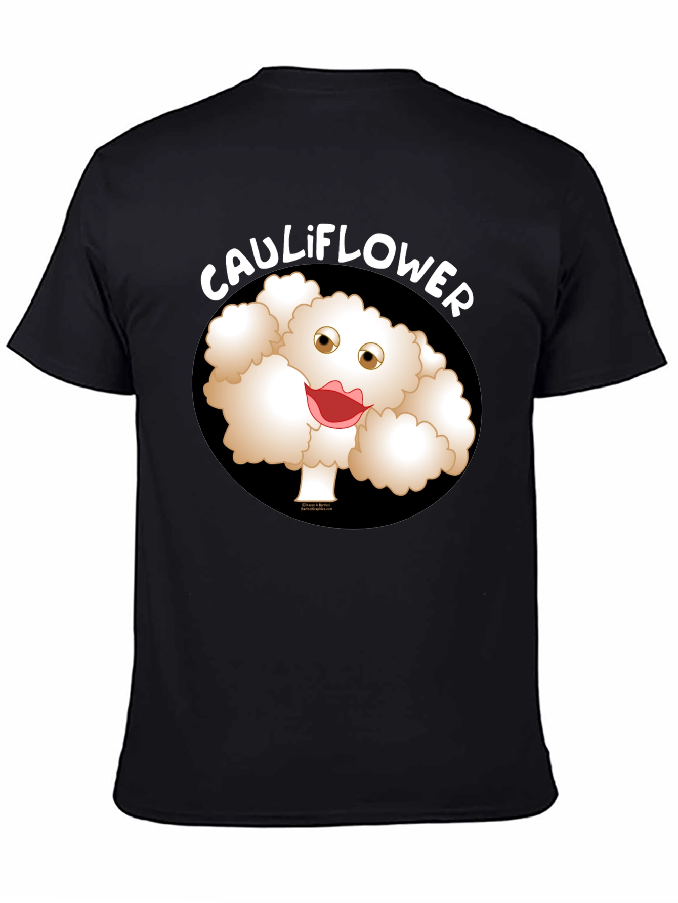 Funny Cartoon Cauliflower Graphic T-Shirt