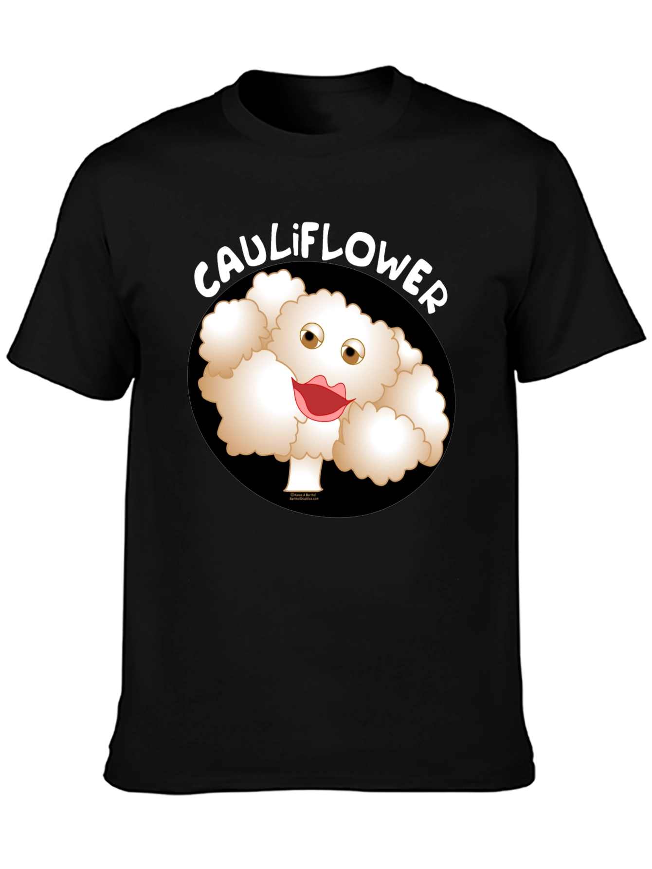 Funny Cartoon Cauliflower Graphic T-Shirt