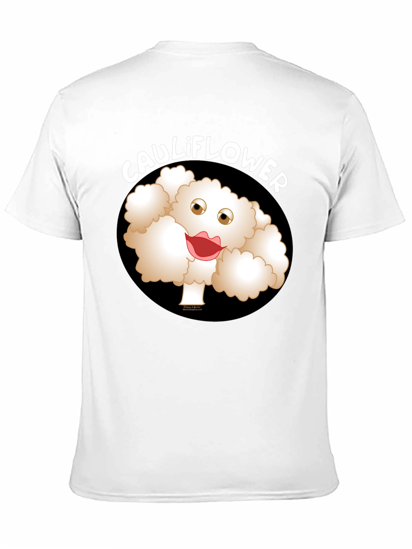 Funny Cartoon Cauliflower Graphic T-Shirt