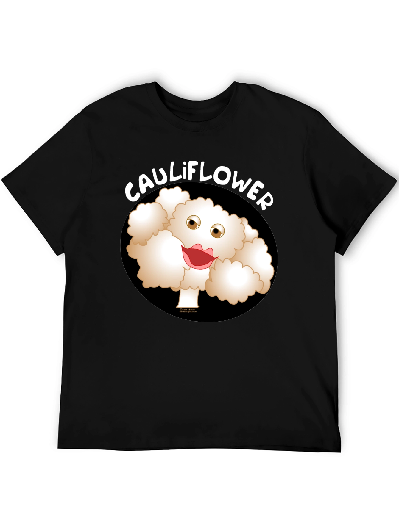 Funny Cartoon Cauliflower Graphic T-Shirt