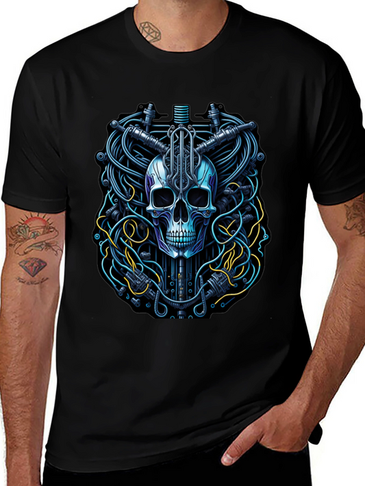 Cyber Skull Tee - Robotic Skeleton T-Shirt