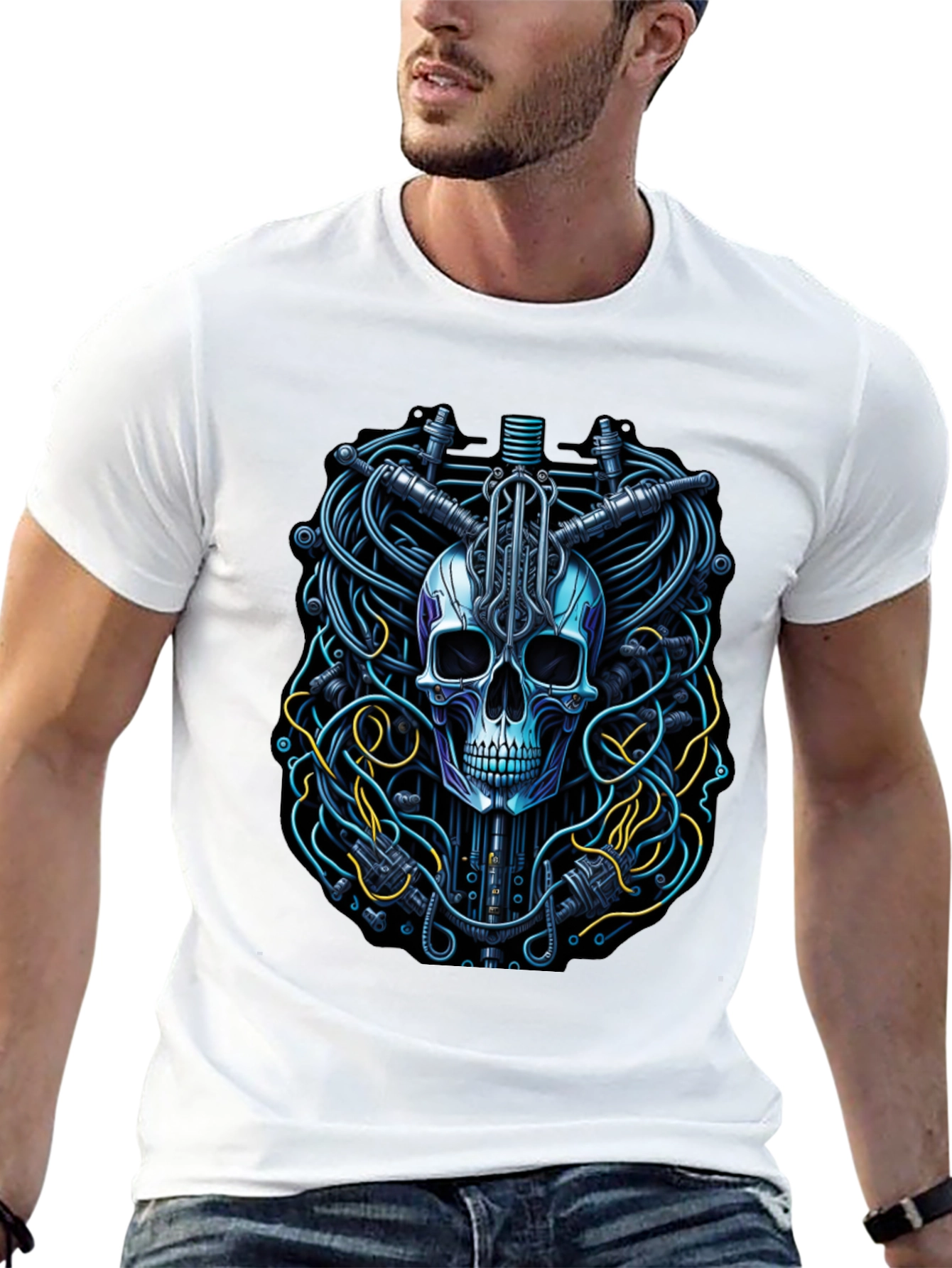 Cyber Skull Tee - Robotic Skeleton T-Shirt