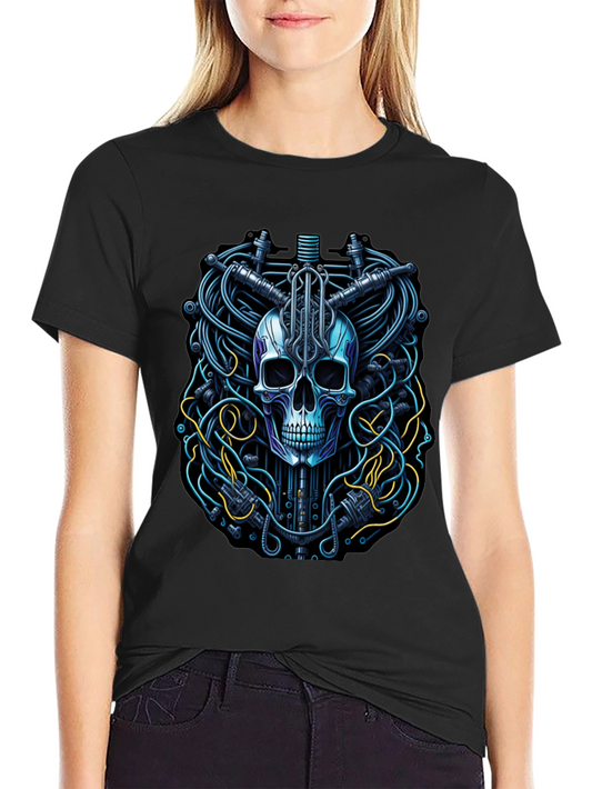 Cyber Skull Tee - Robotic Skeleton T-Shirt