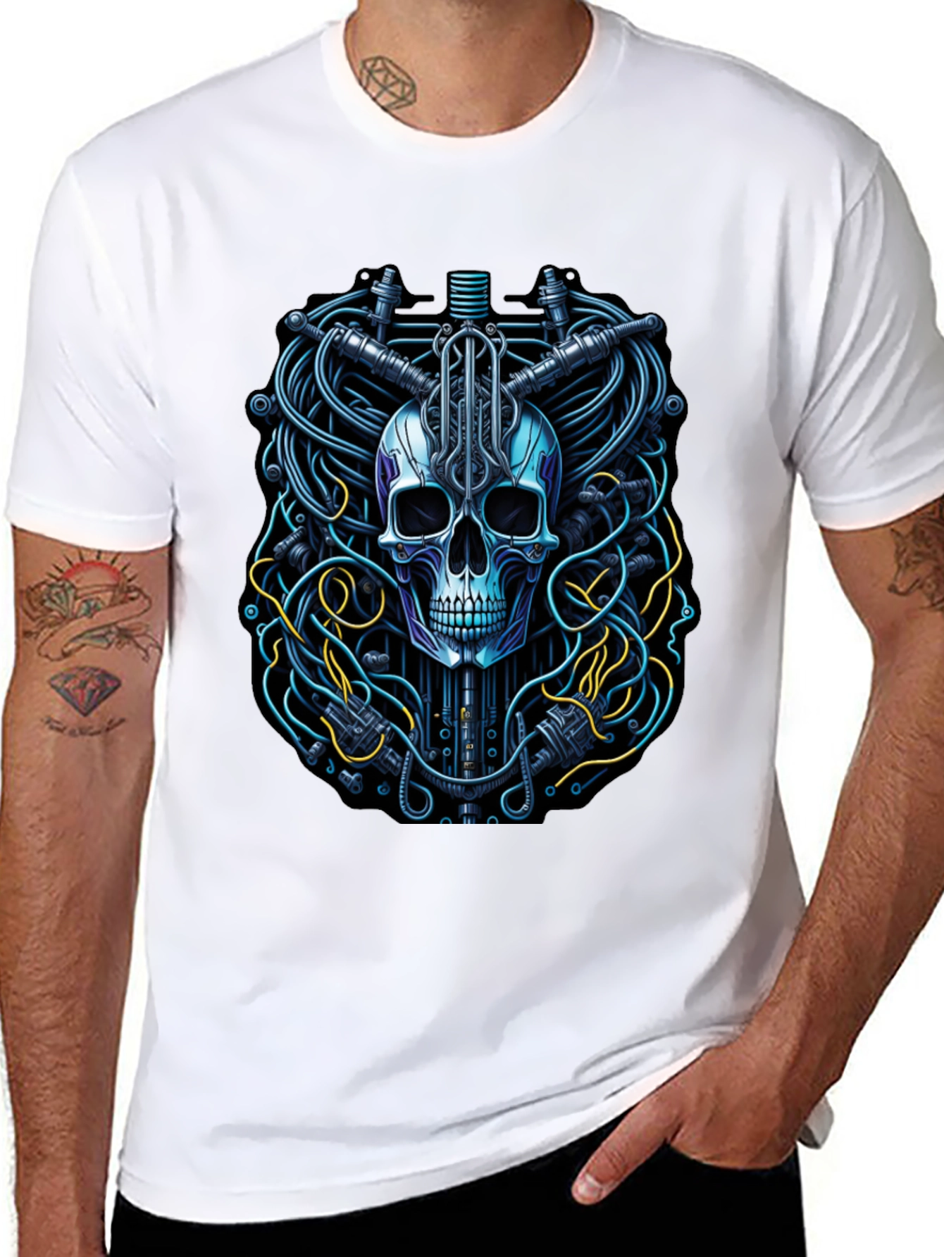 Cyber Skull Tee - Robotic Skeleton T-Shirt