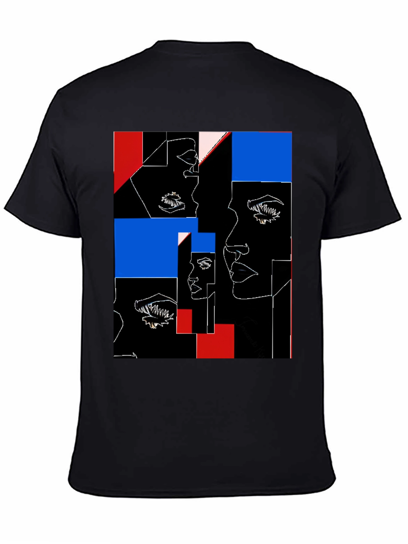 Abstract Faces Graphic Black T-Shirt
