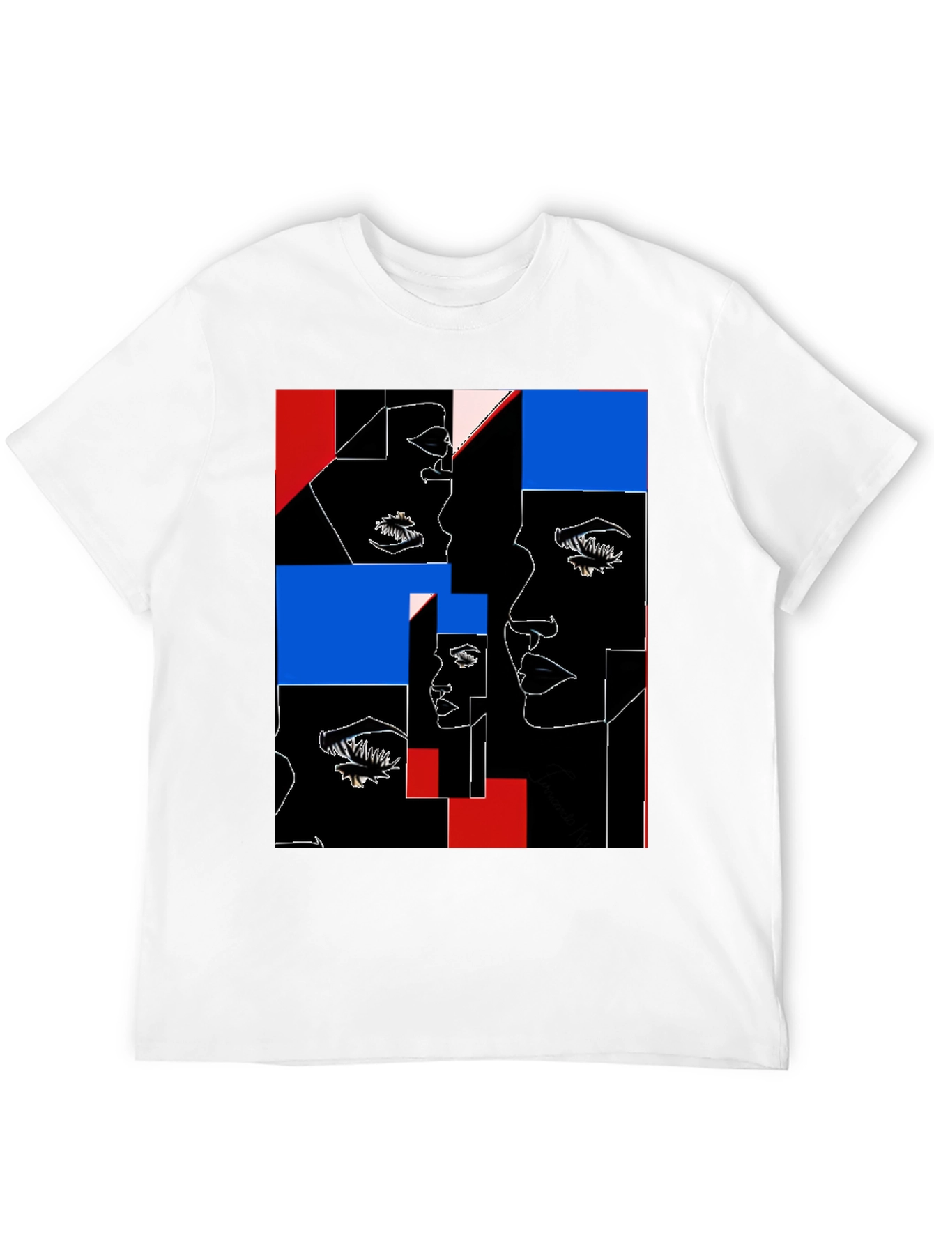 Abstract Faces Graphic Black T-Shirt