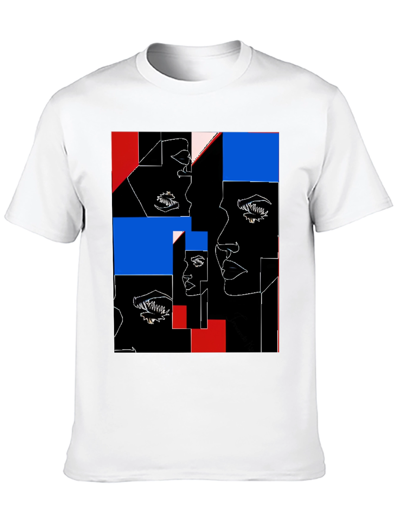 Abstract Faces Graphic Black T-Shirt
