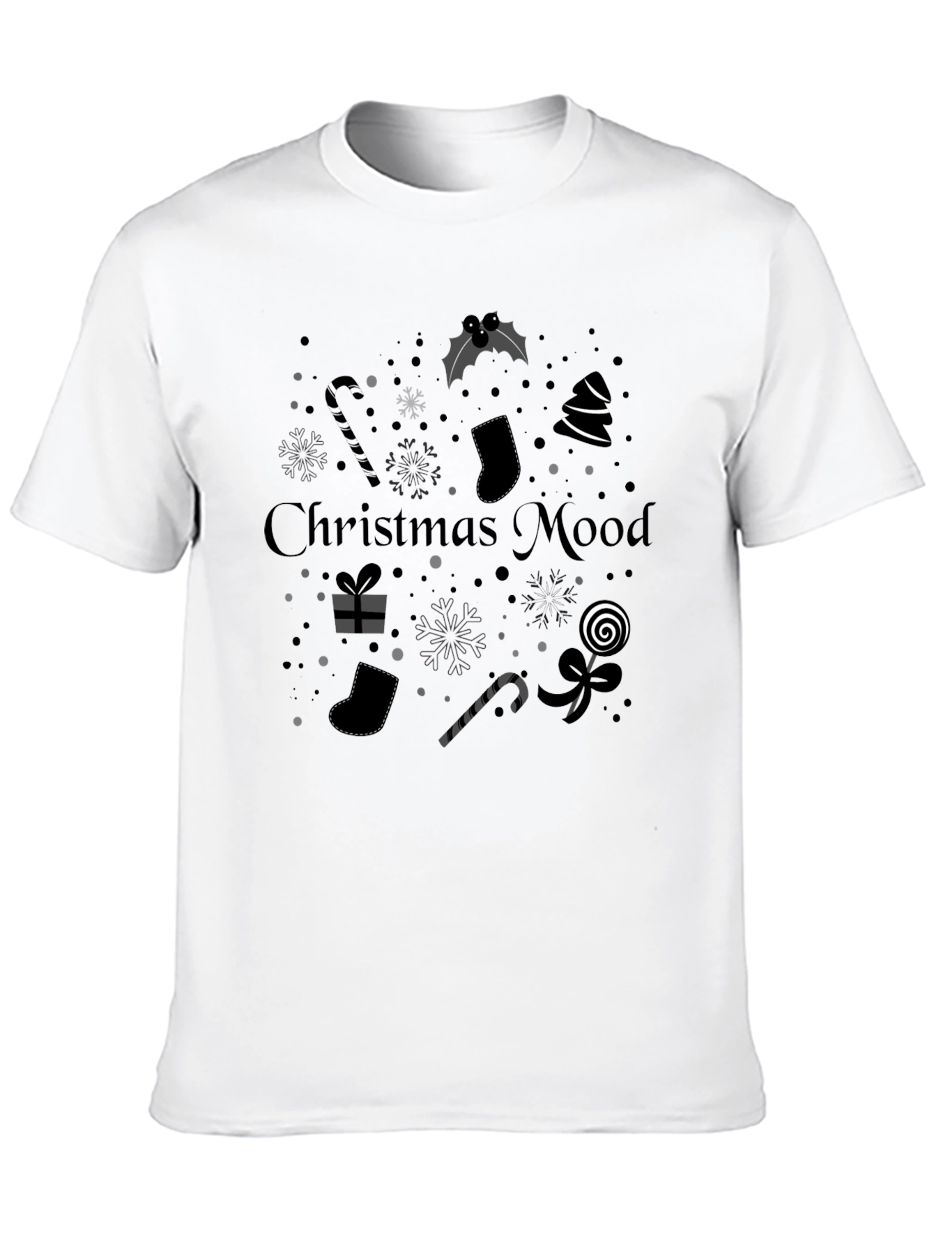 Christmas Mood Black Graphic T-Shirt