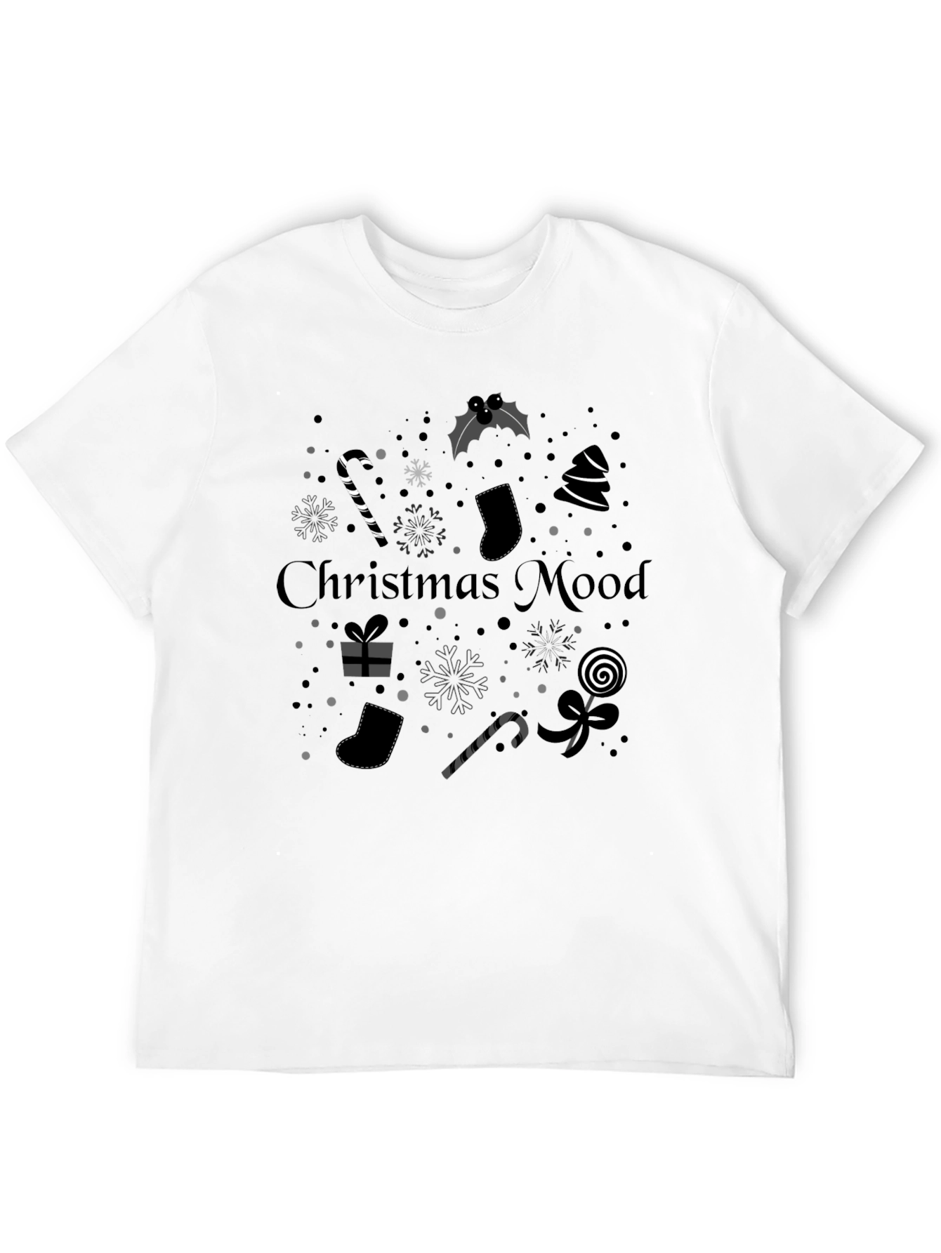 Christmas Mood Black Graphic T-Shirt