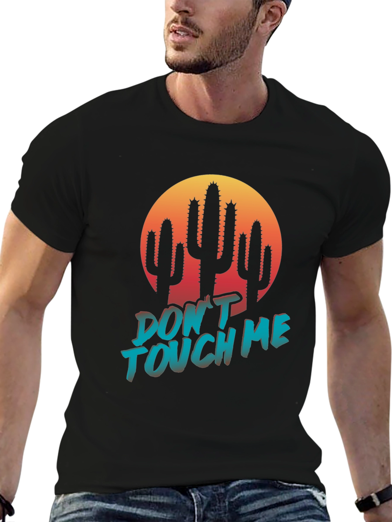 Dont Touch Me Cactus Graphic Tee - Black