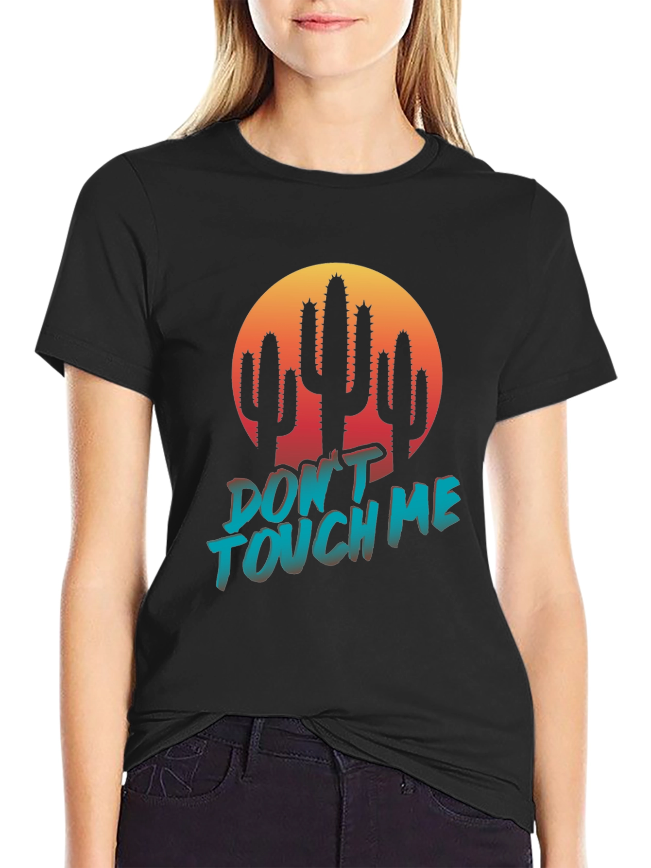 Dont Touch Me Cactus Graphic Tee - Black