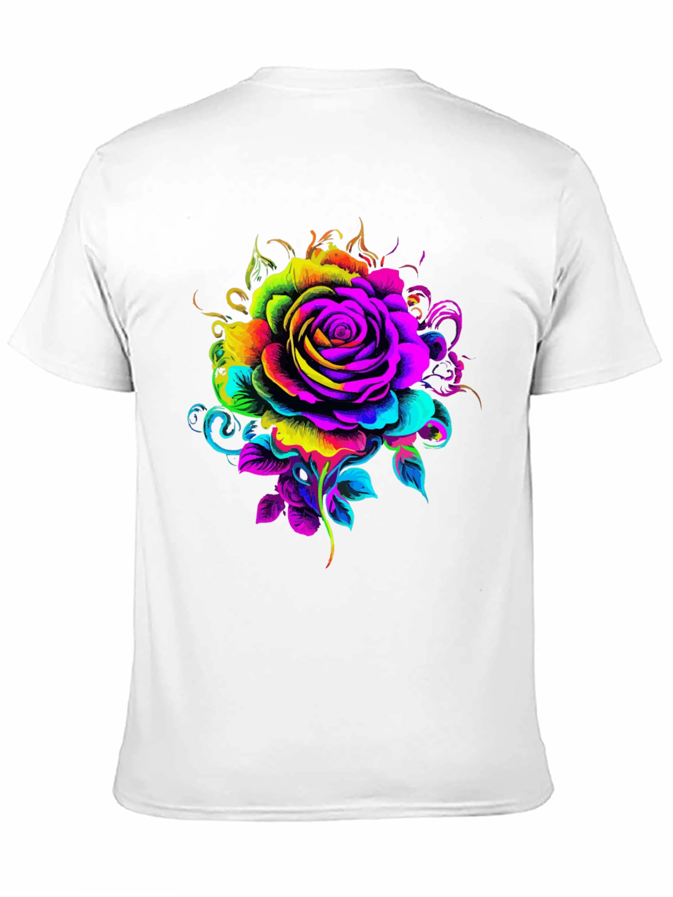 Vibrant Rose Graphic T-Shirt - Black
