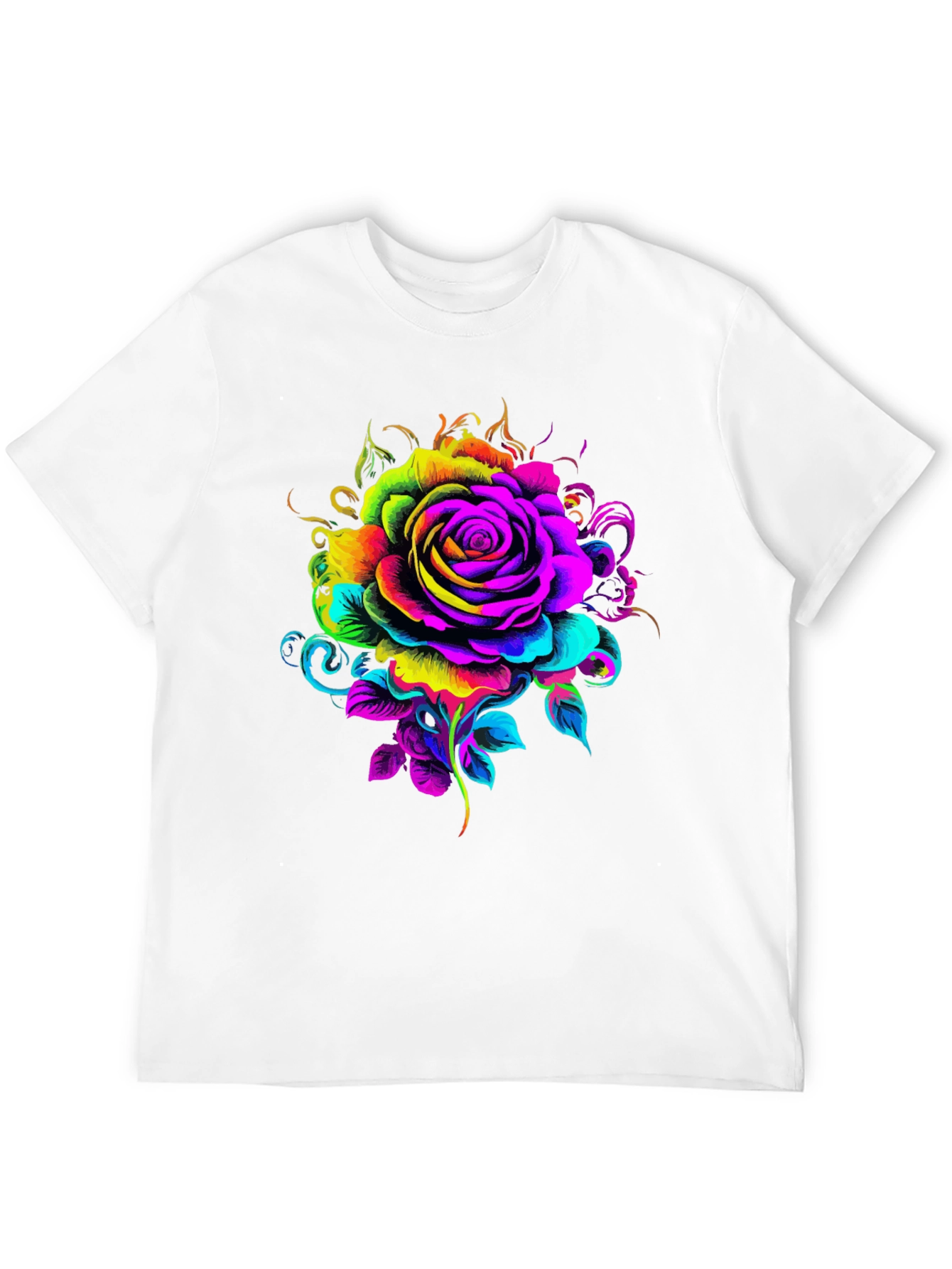 Vibrant Rose Graphic T-Shirt - Black
