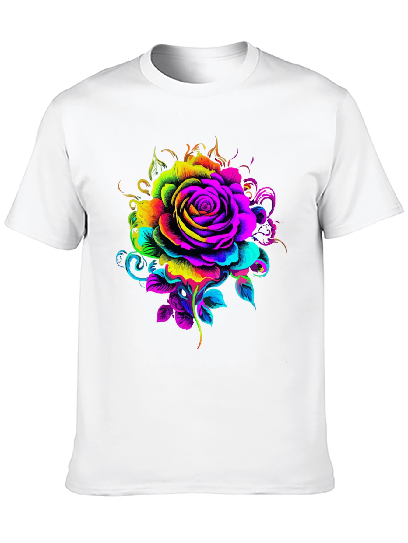 Vibrant Rose Graphic T-Shirt - Black