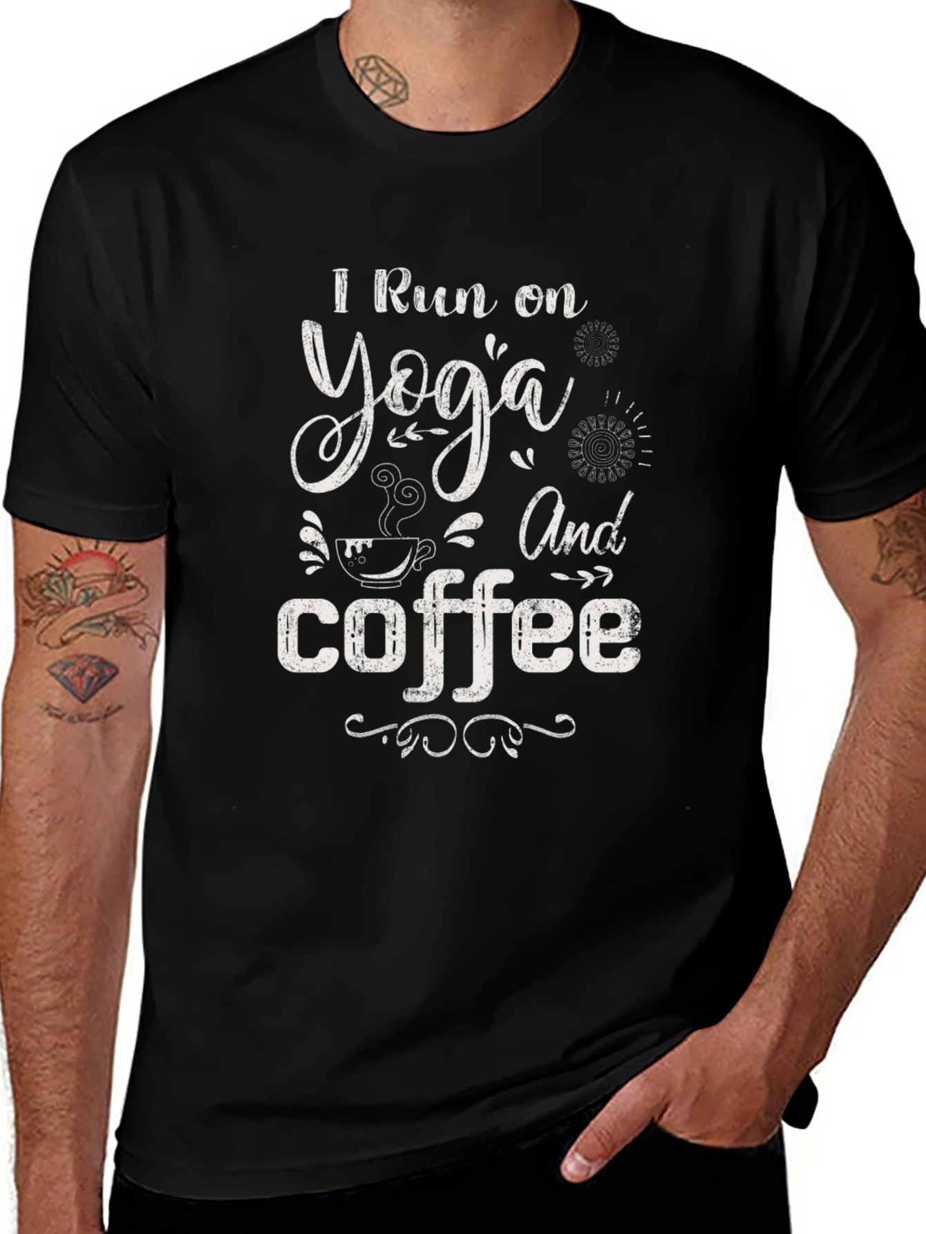 Yoga & Coffee Graphic T-Shirt - Soft Cotton Blend