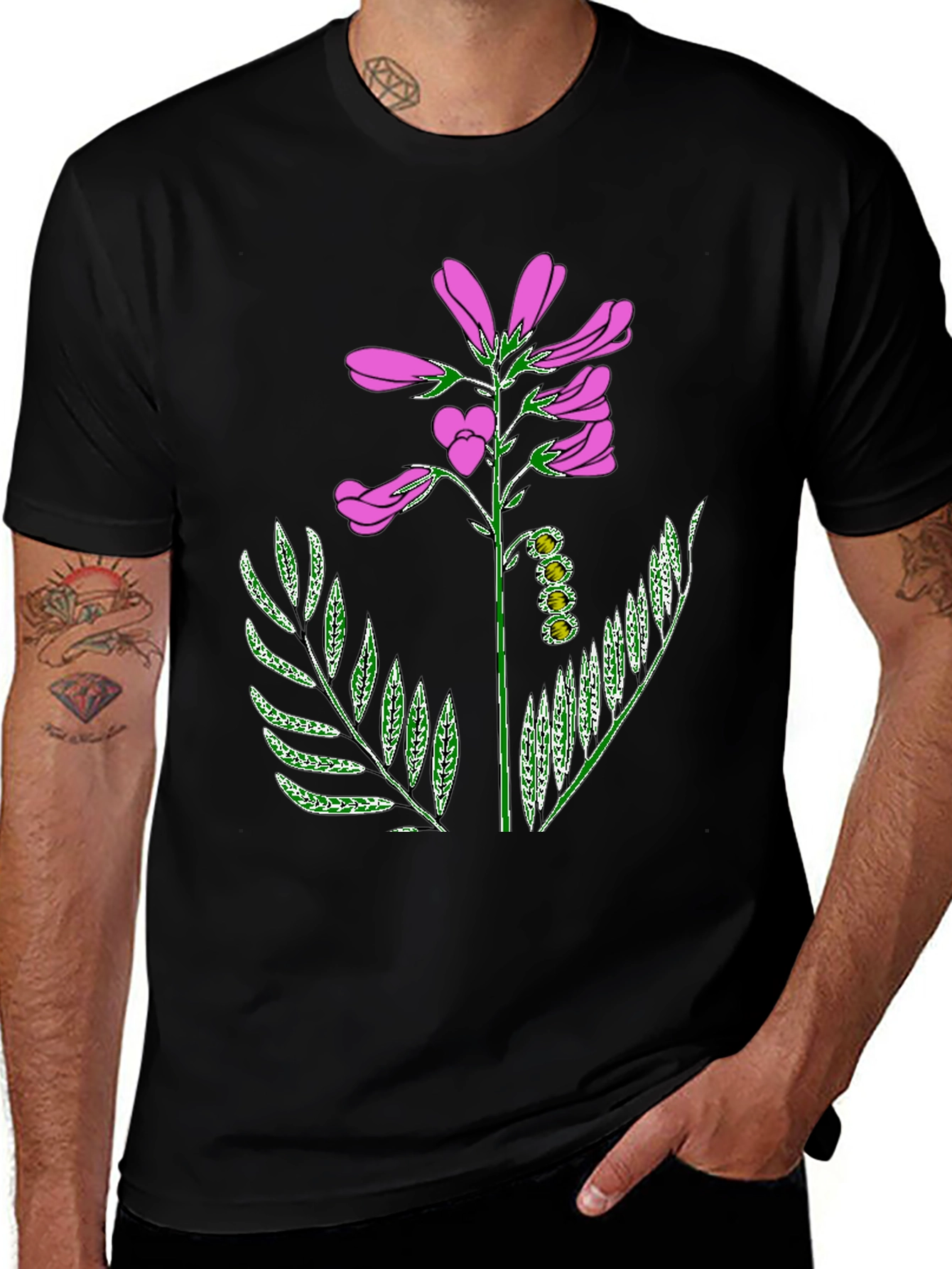 Floral Graphic T-Shirt - Black