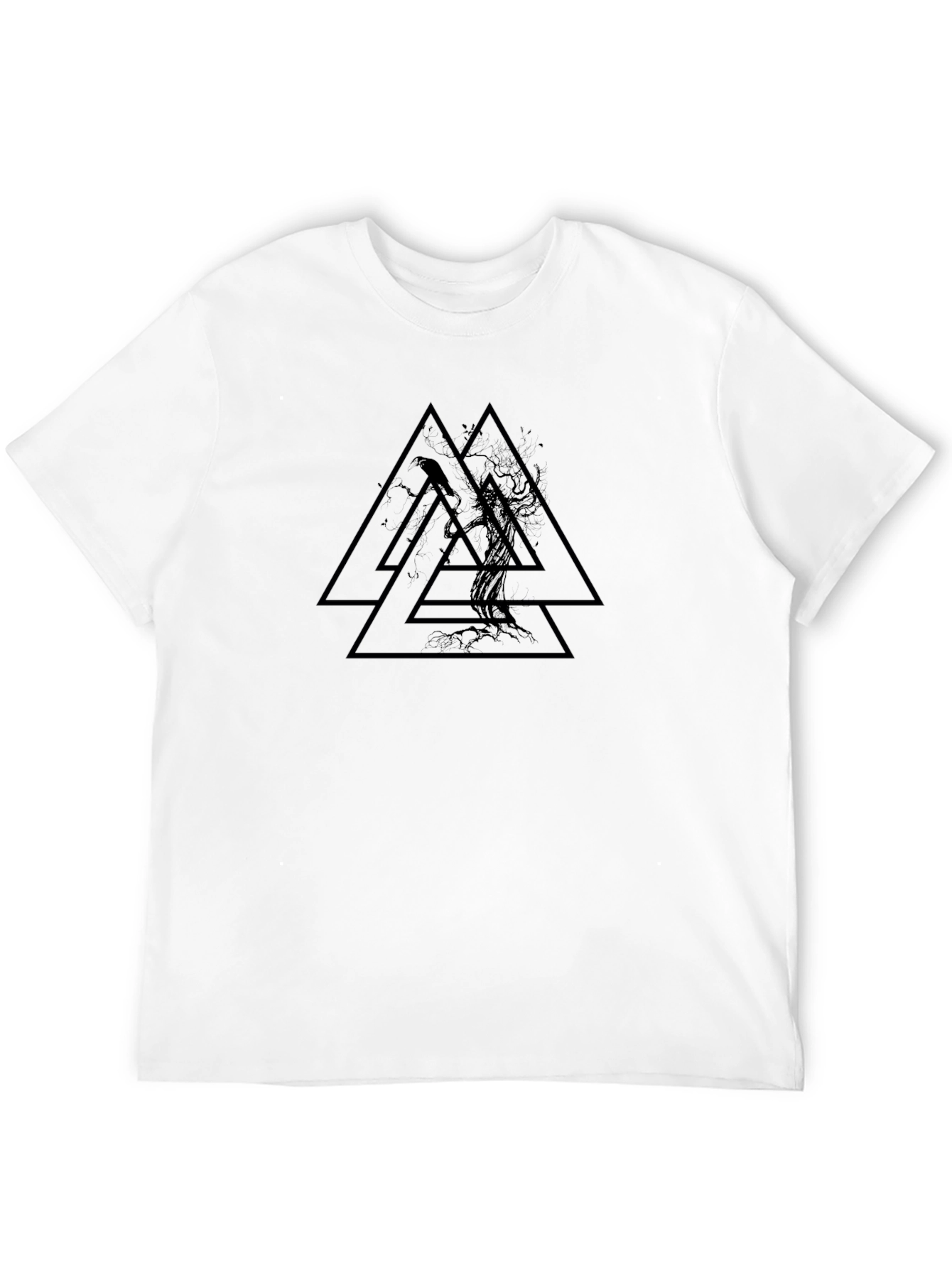 Valknut Raven Tree Black T-Shirt