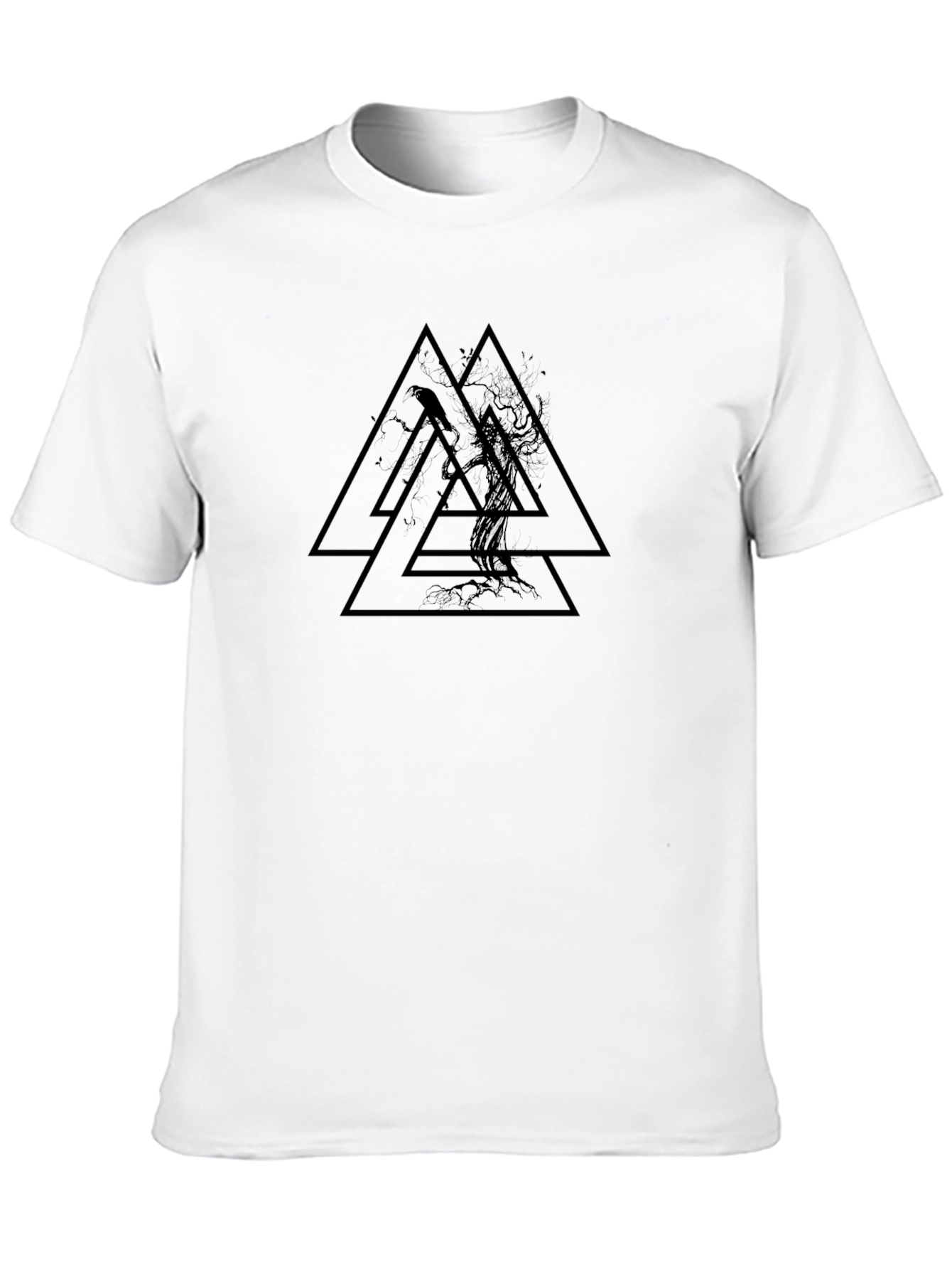 Valknut Raven Tree Black T-Shirt