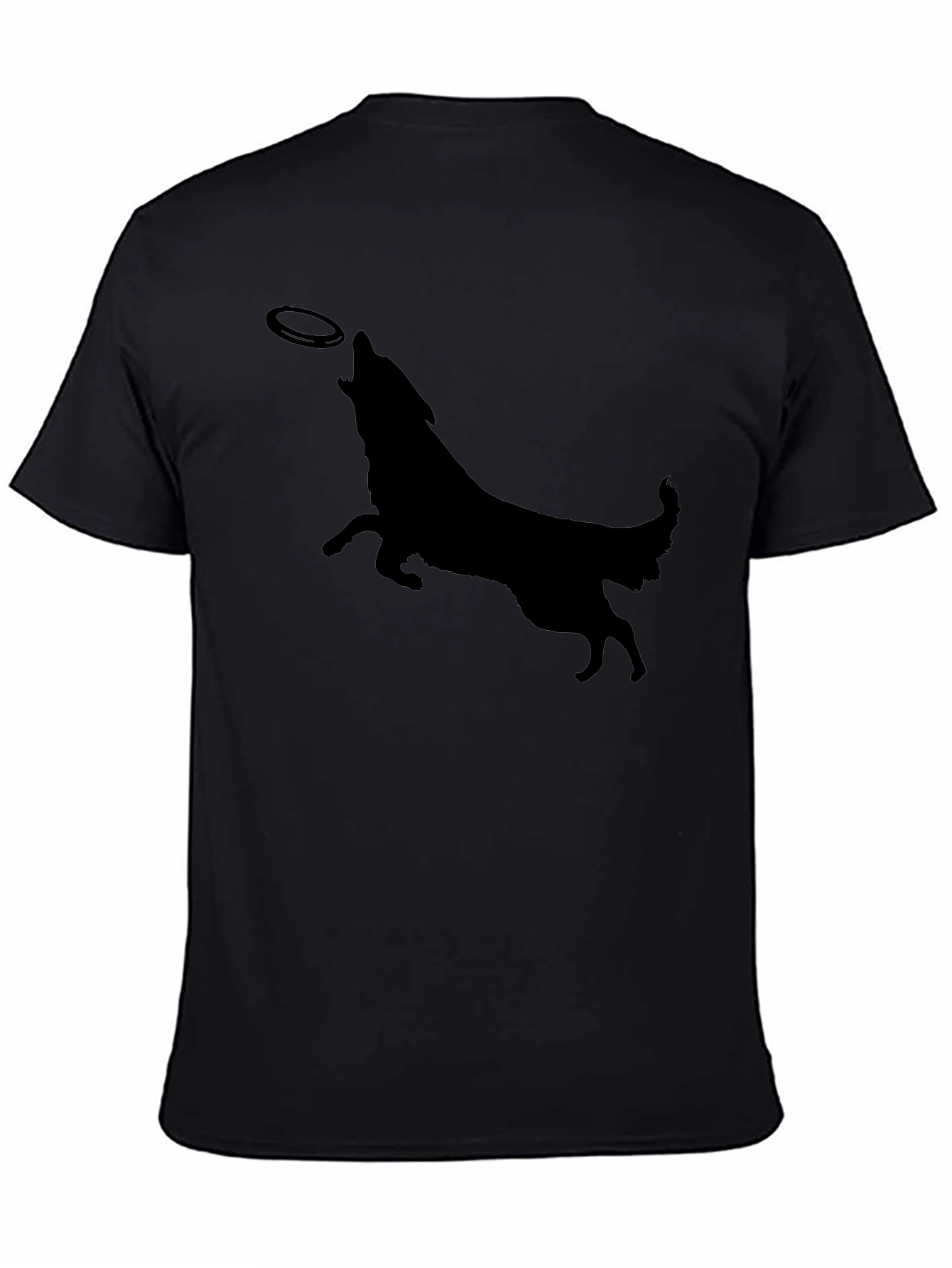 Dog Silhouette Catching Frisbee Mens Graphic Tee