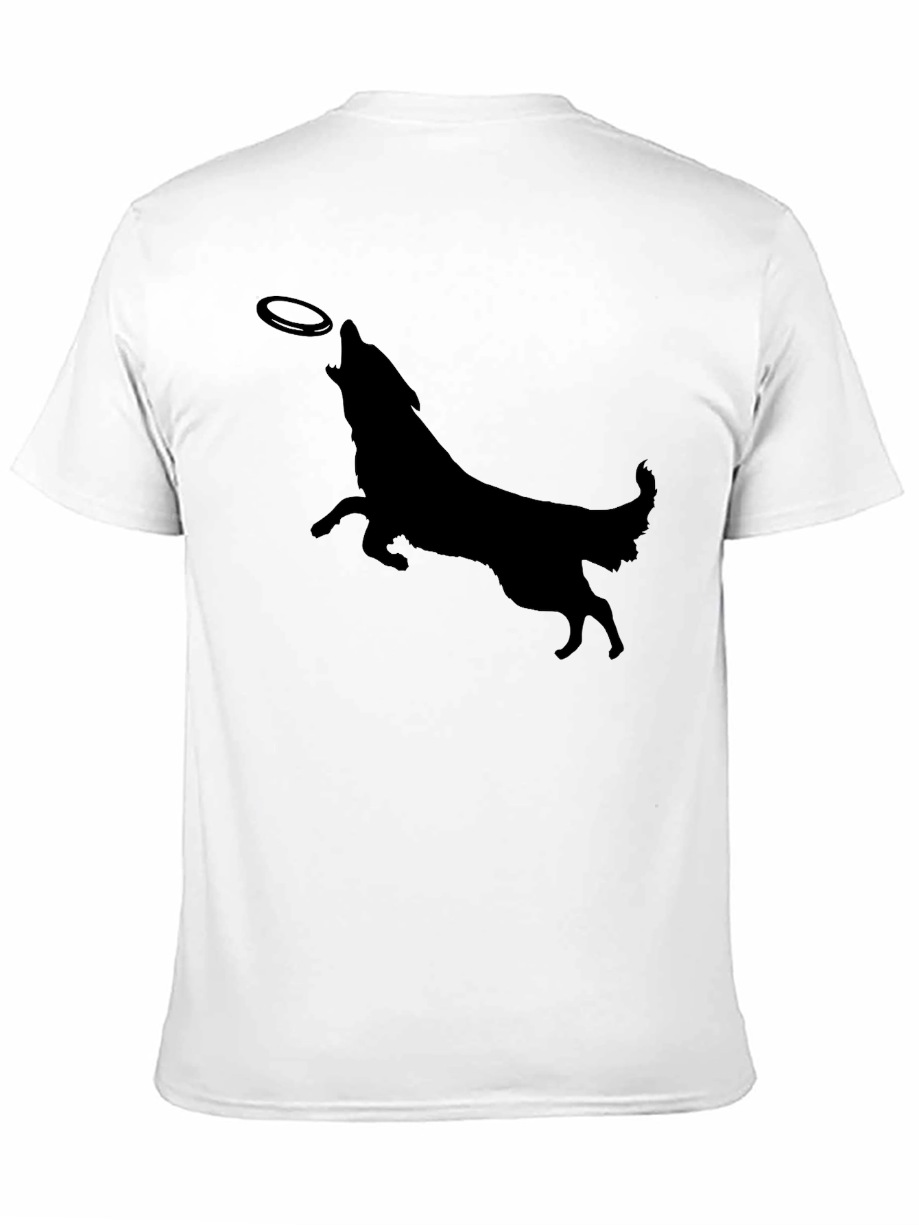 Dog Silhouette Catching Frisbee Mens Graphic Tee