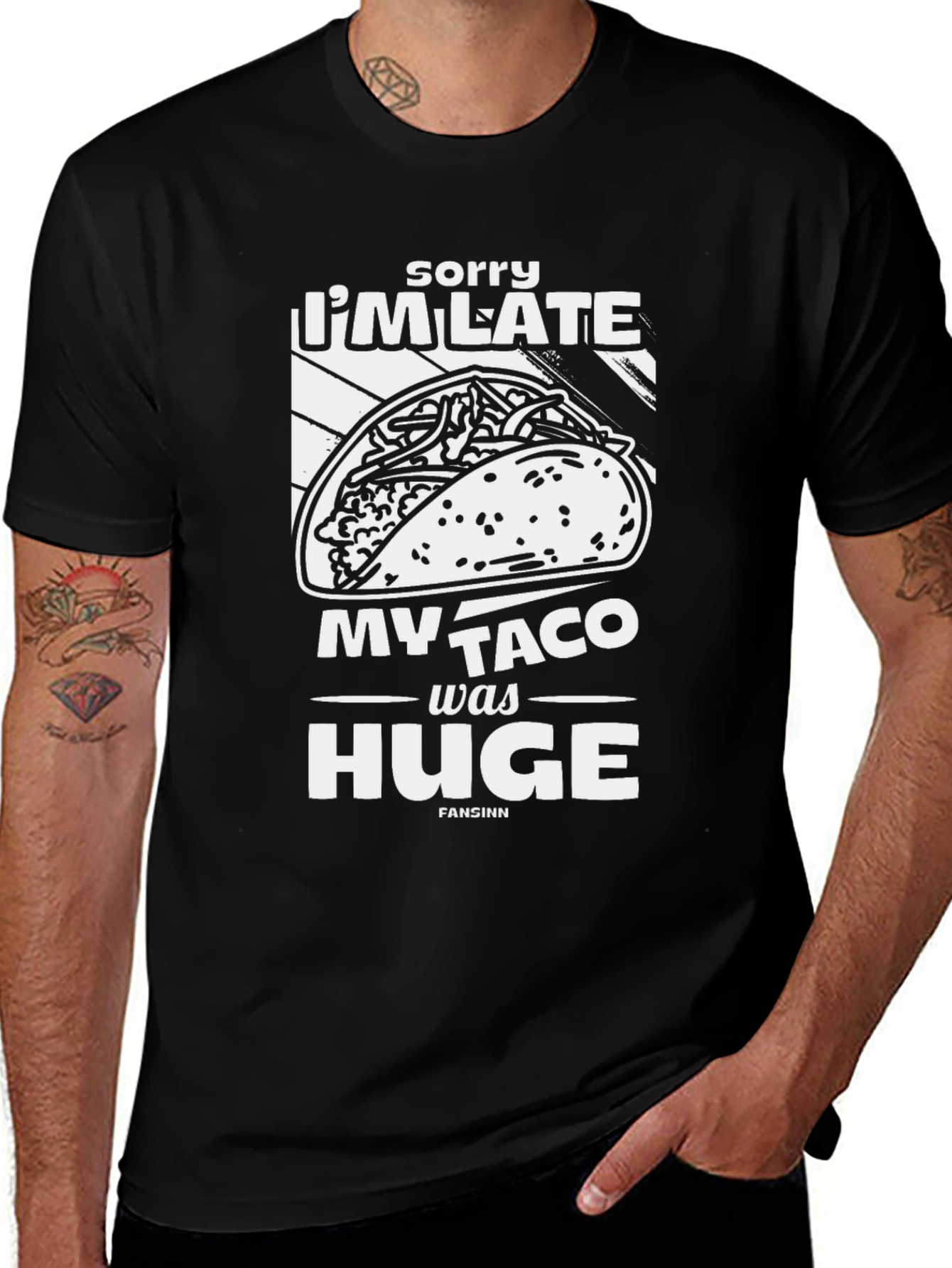 Funny Taco Graphic Tee - Sorry Im Late!