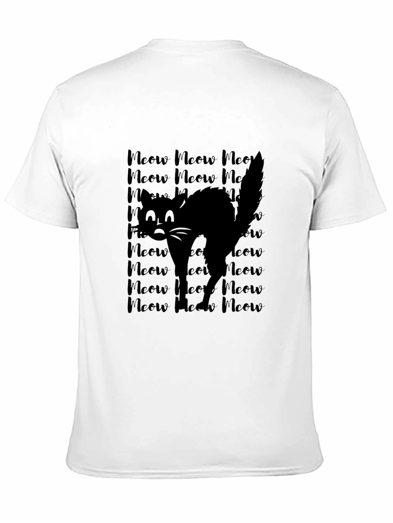 Meow Black Cat Graphic Tee Shirt
