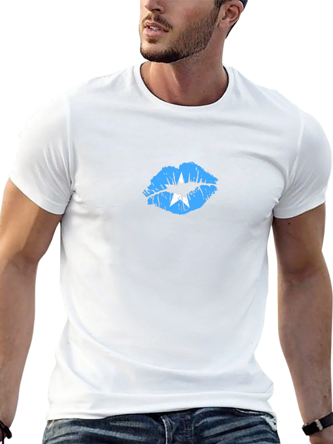 Somalia Flag Lips Graphic Tee - Black T-Shirt
