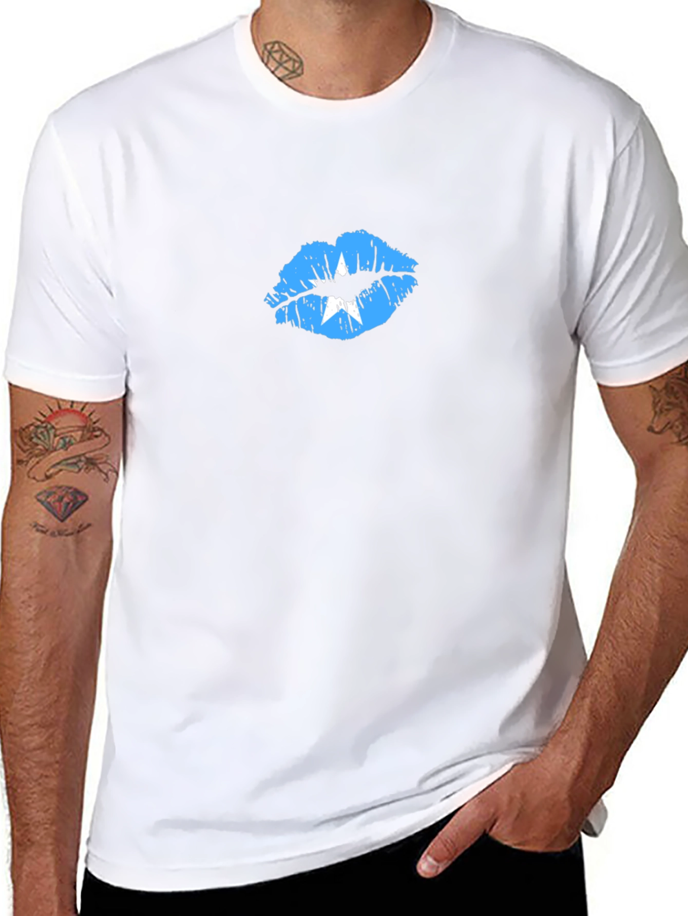 Somalia Flag Lips Graphic Tee - Black T-Shirt