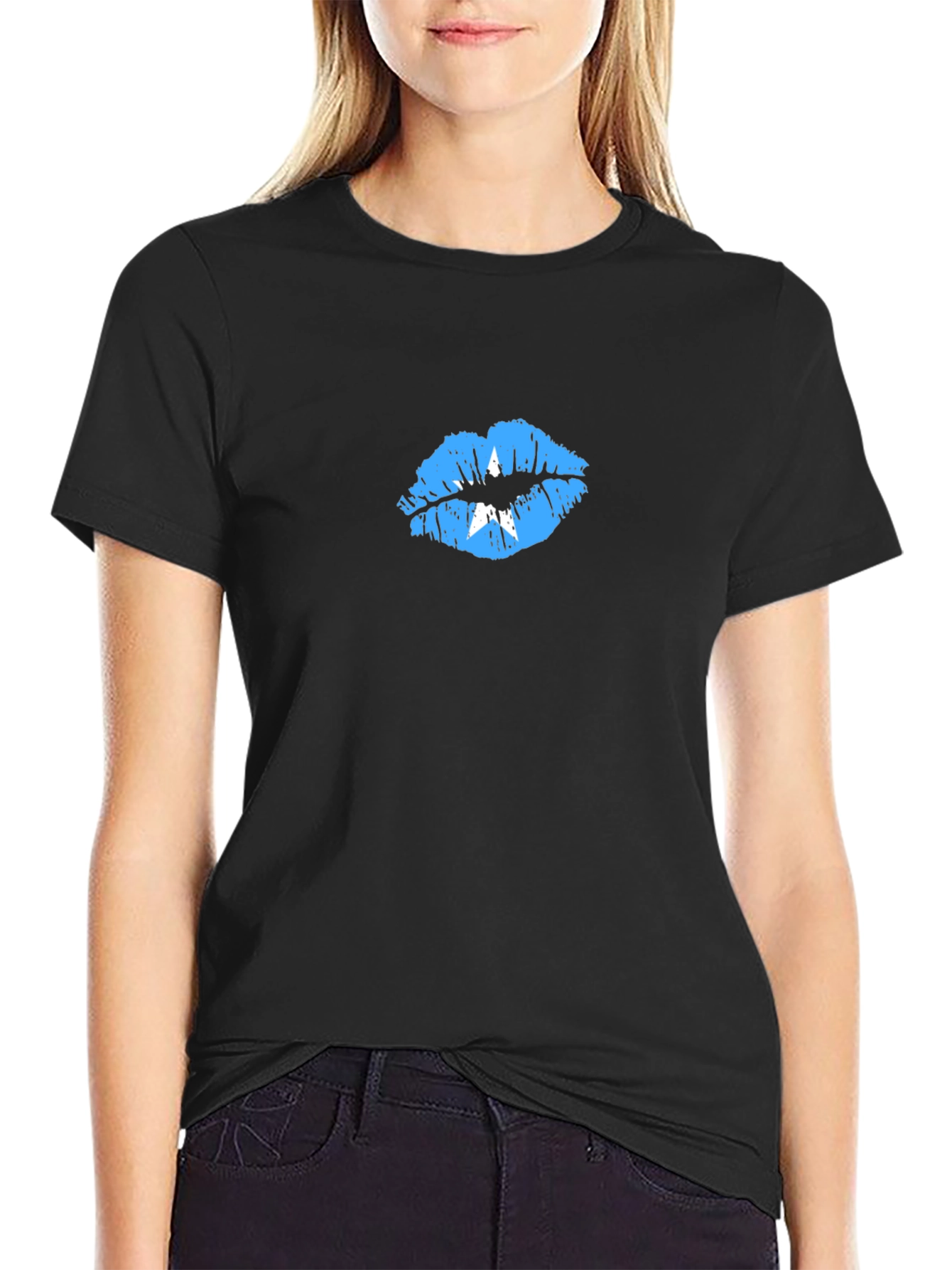 Somalia Flag Lips Graphic Tee - Black T-Shirt