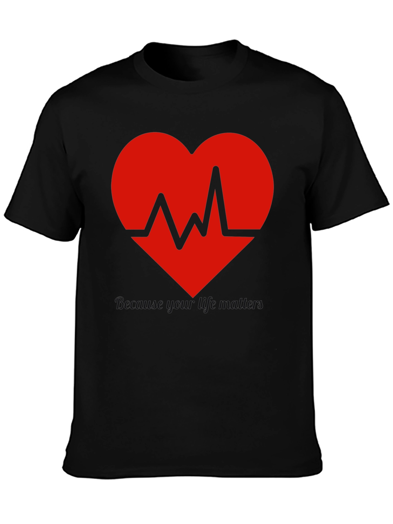 Heartbeat Graphic Tee - Black Cotton Blend
