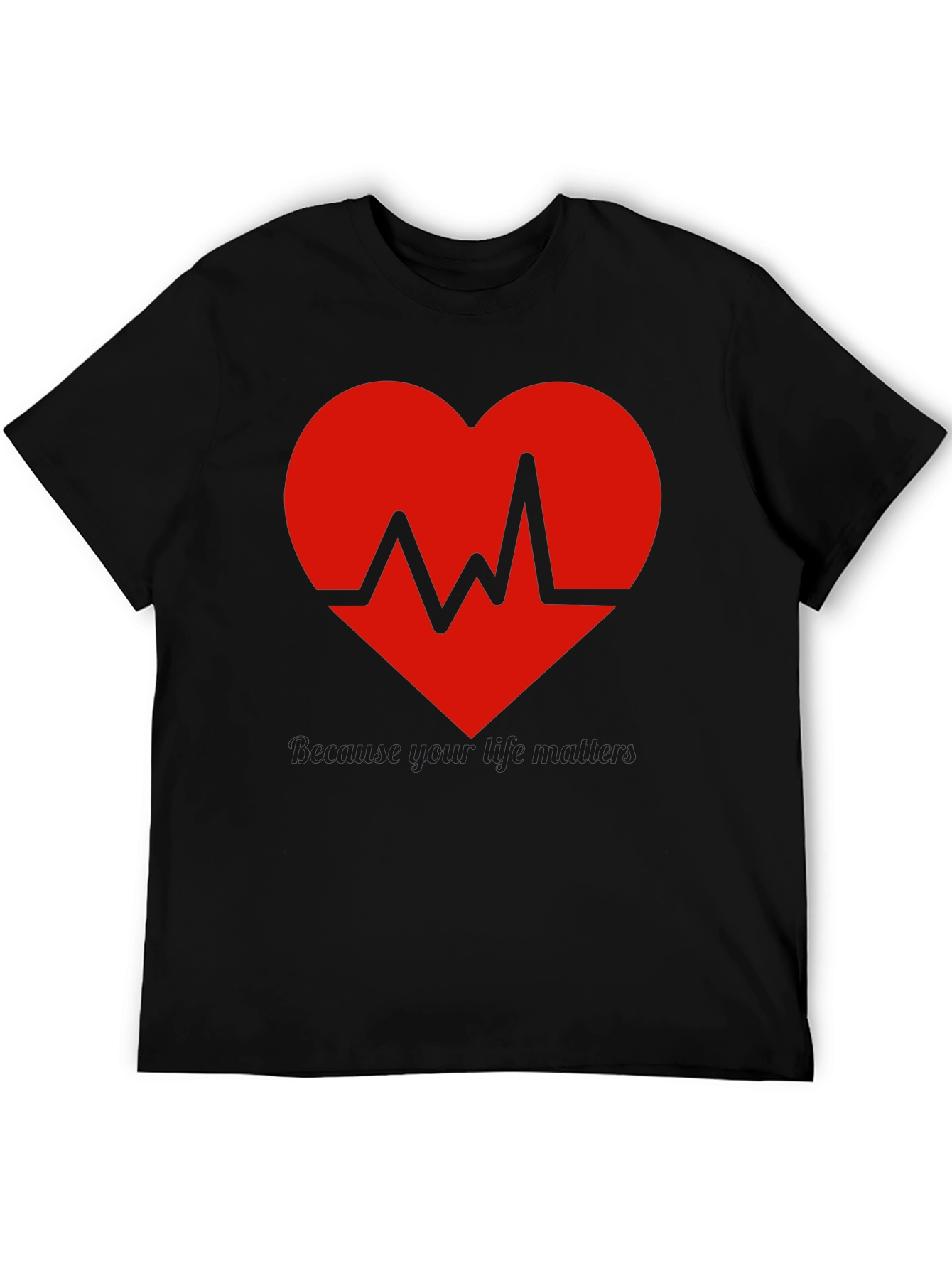 Heartbeat Graphic Tee - Black Cotton Blend