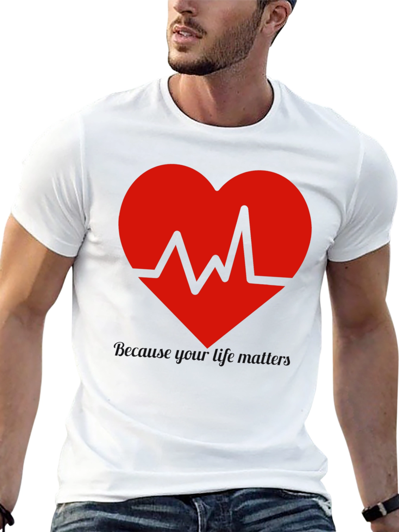 Heartbeat Graphic Tee - Black Cotton Blend