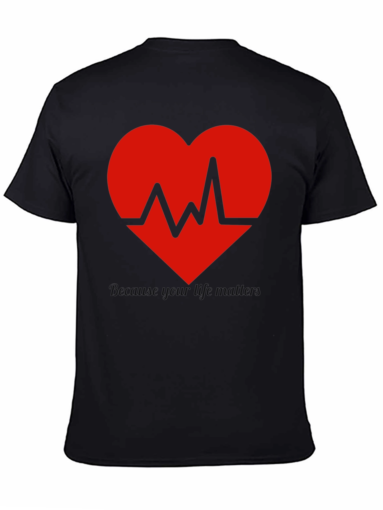 Heartbeat Graphic Tee - Black Cotton Blend