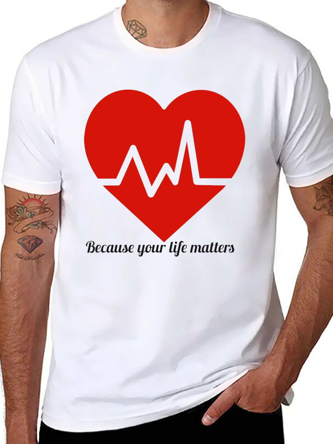 Heartbeat Graphic Tee - Black Cotton Blend