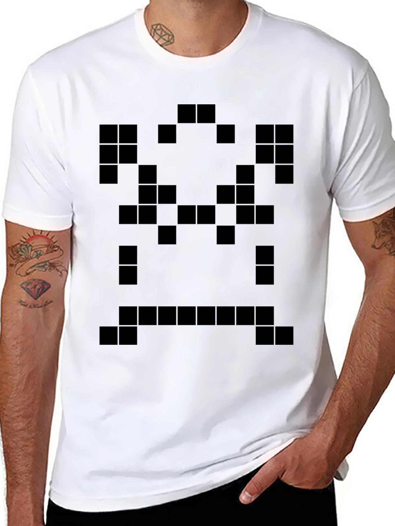 Pixelated Black T-Shirt - Geometric Graphic Tee
