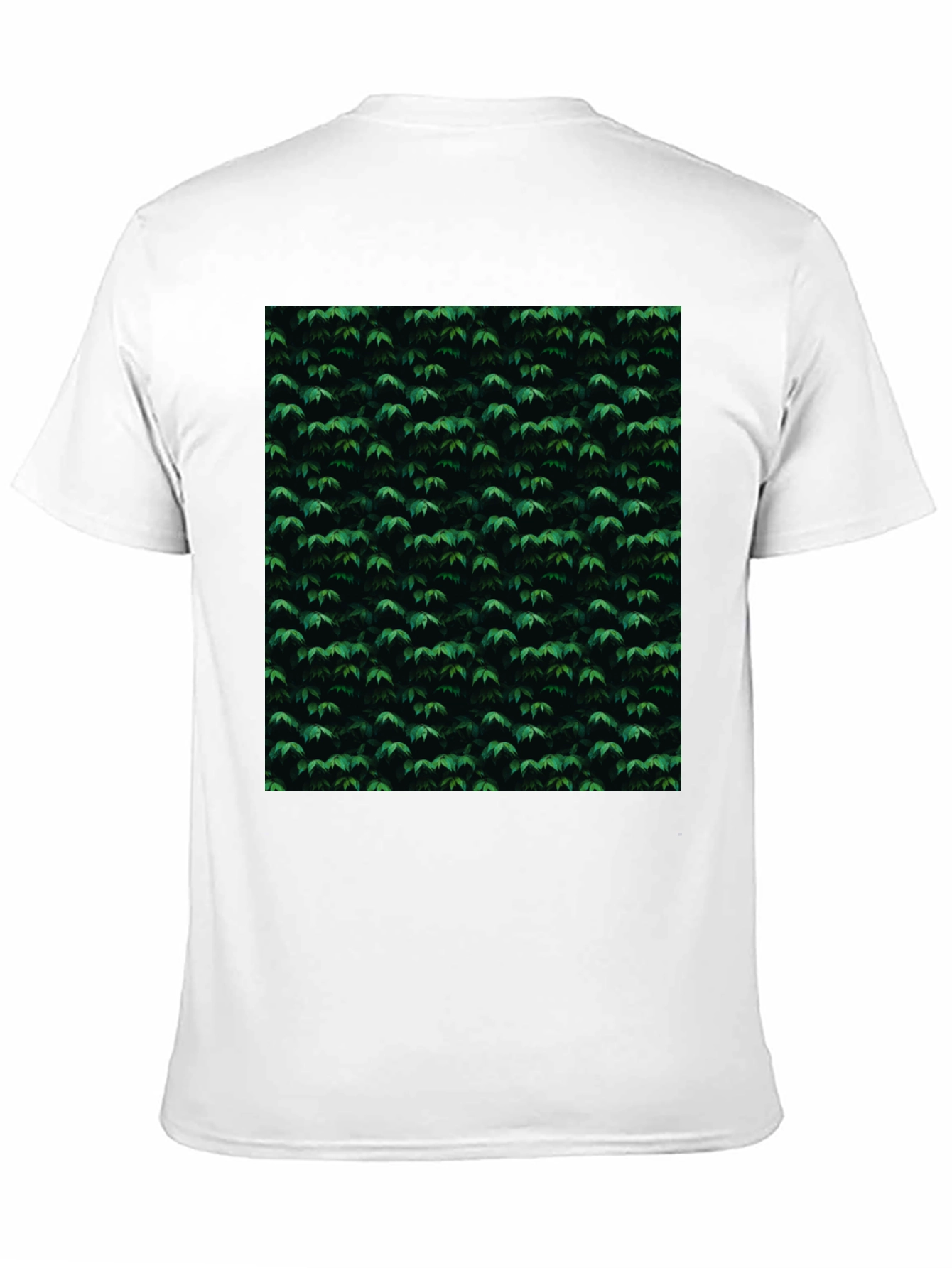 Green Leaf Pattern Black T-Shirt | Nature Inspired Style
