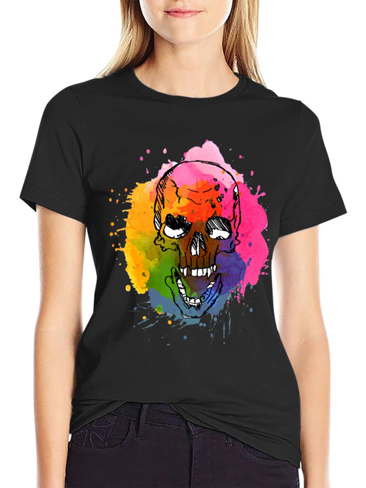 Watercolor Skull Graphic Tee - Bold & Unique