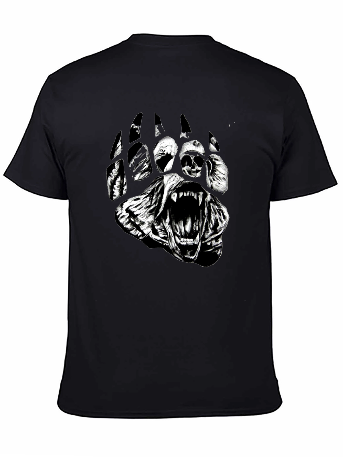 Mens Black Bear Paw Graphic Print T-Shirt