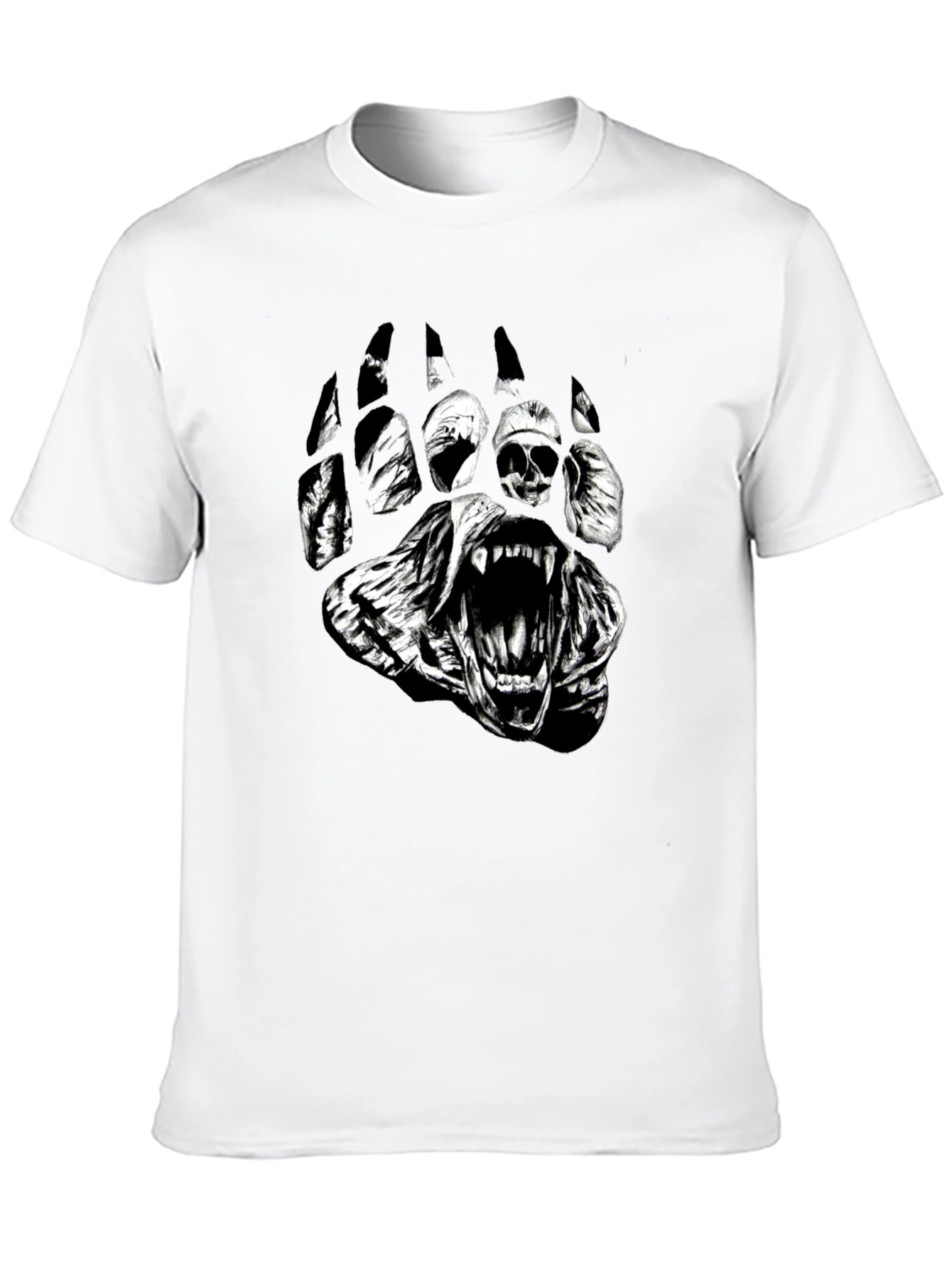 Mens Black Bear Paw Graphic Print T-Shirt