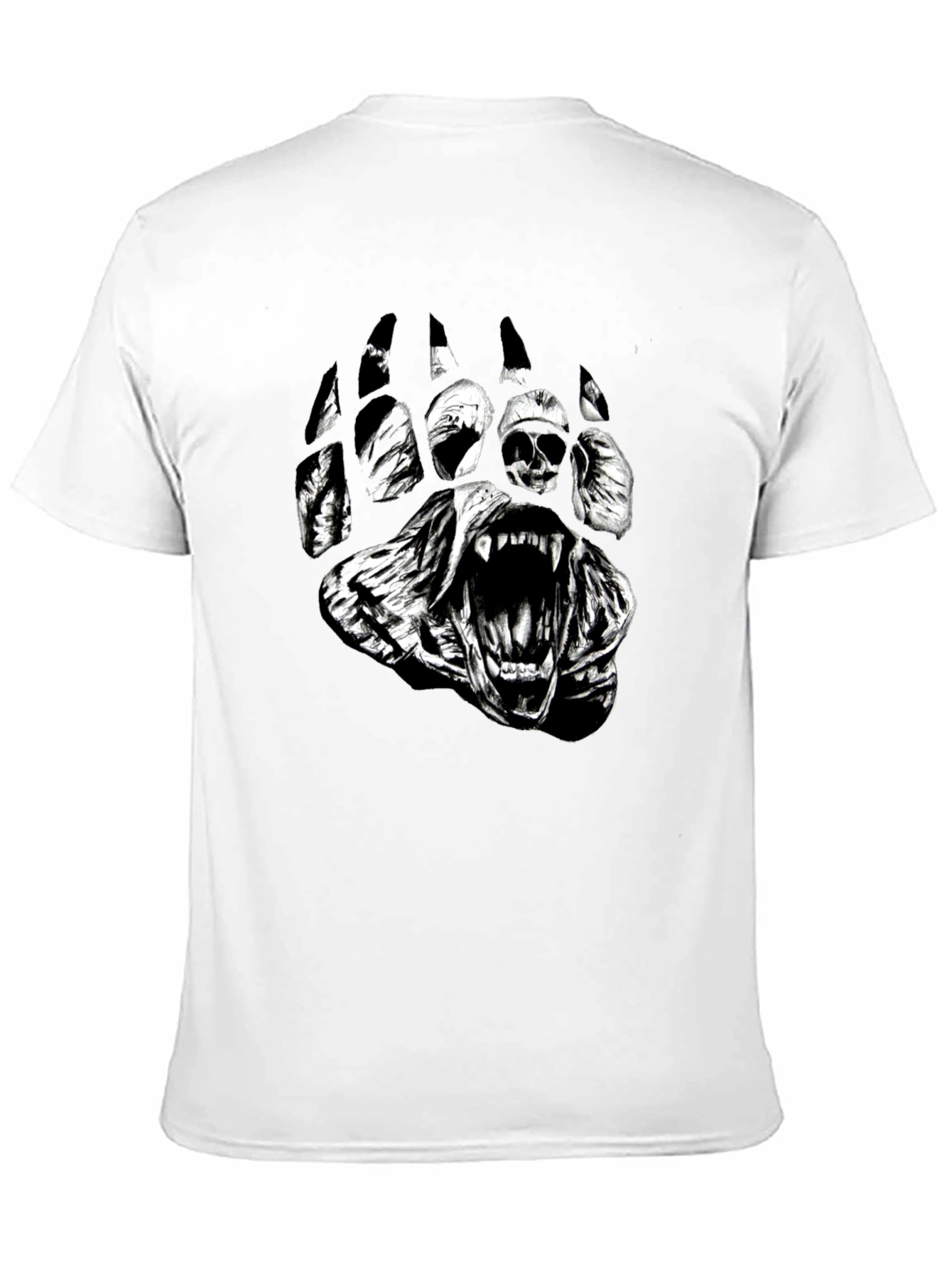 Mens Black Bear Paw Graphic Print T-Shirt