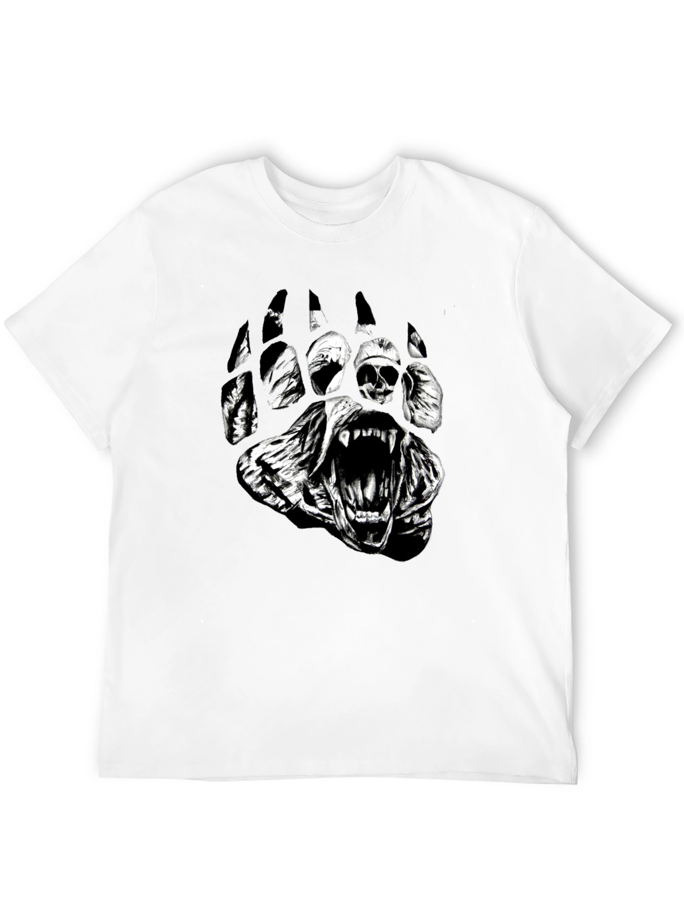 Mens Black Bear Paw Graphic Print T-Shirt