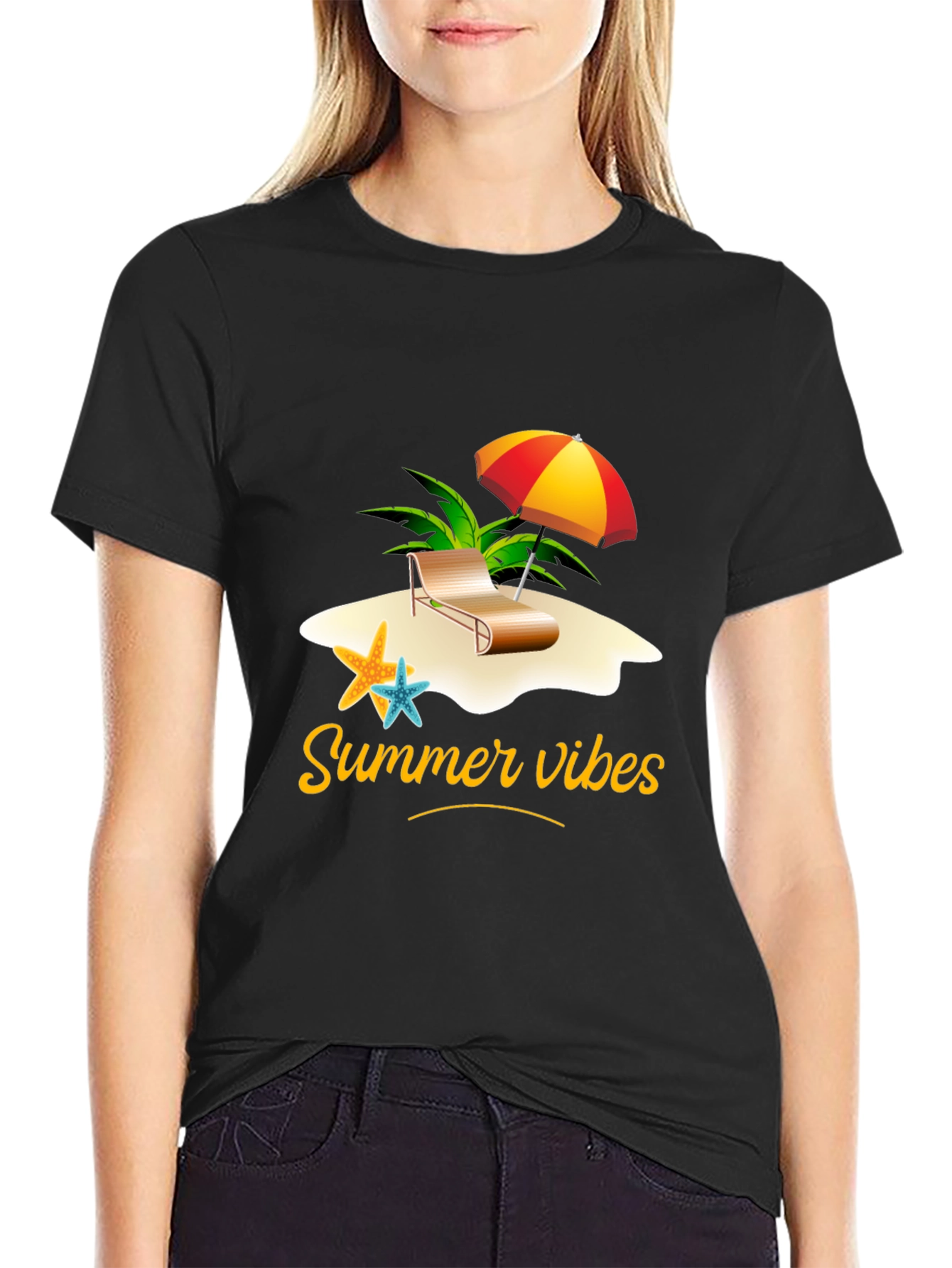 Summer Vibes Black Graphic T-Shirt