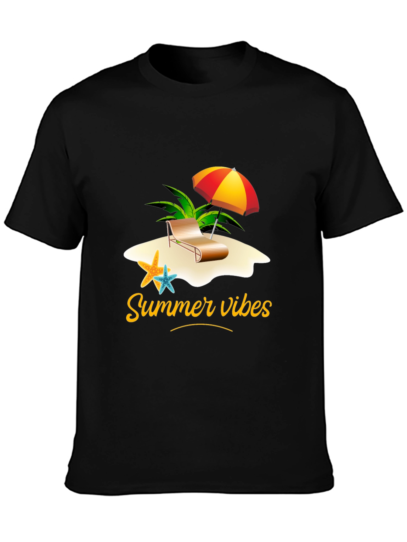 Summer Vibes Black Graphic T-Shirt