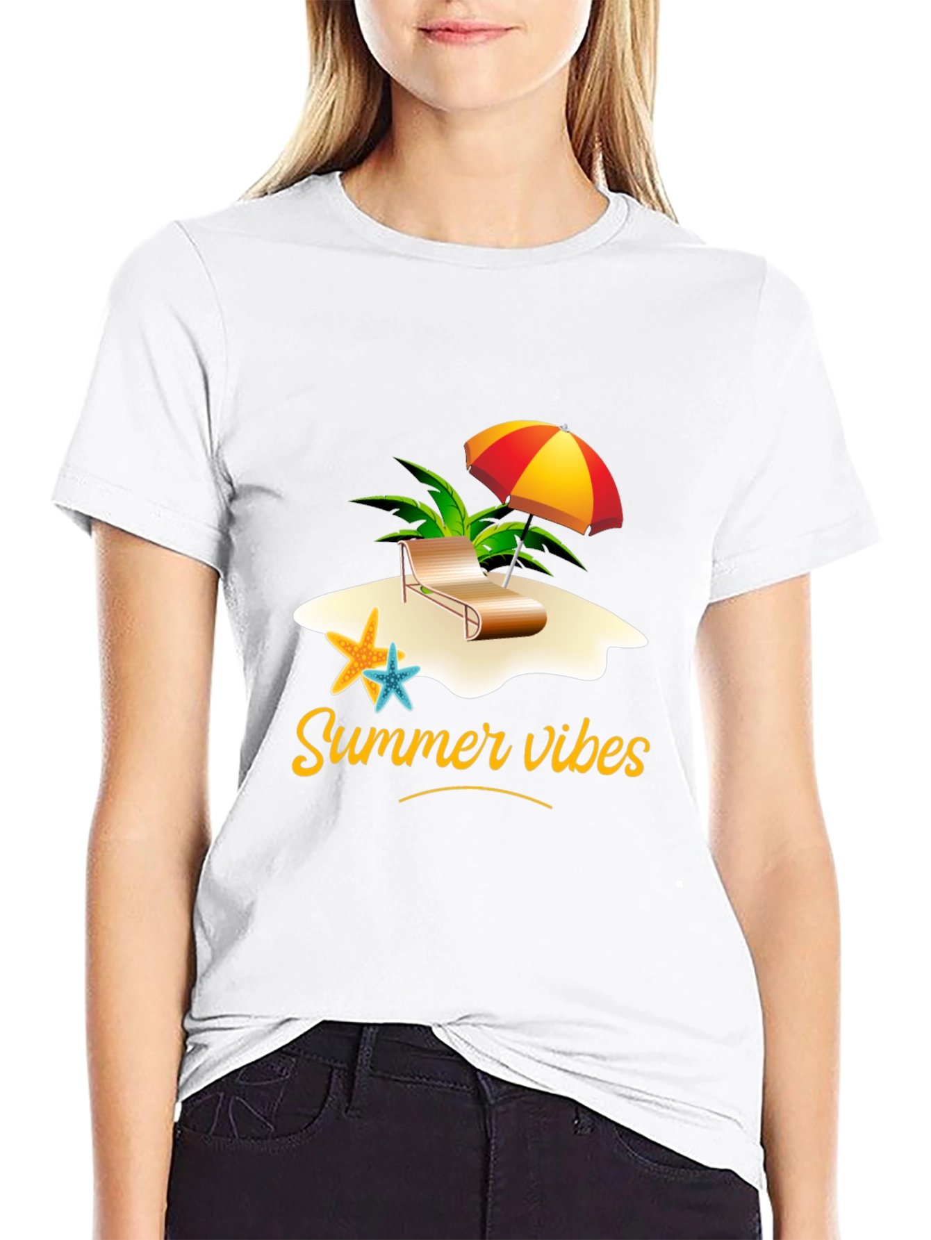 Summer Vibes Black Graphic T-Shirt
