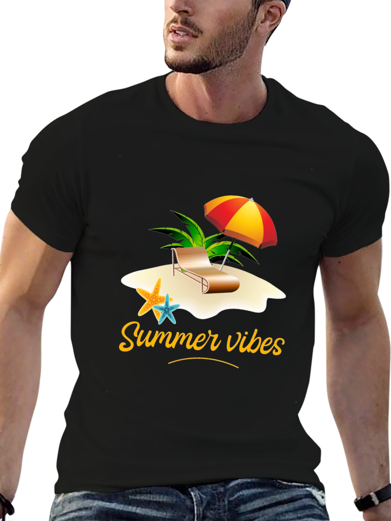 Summer Vibes Black Graphic T-Shirt